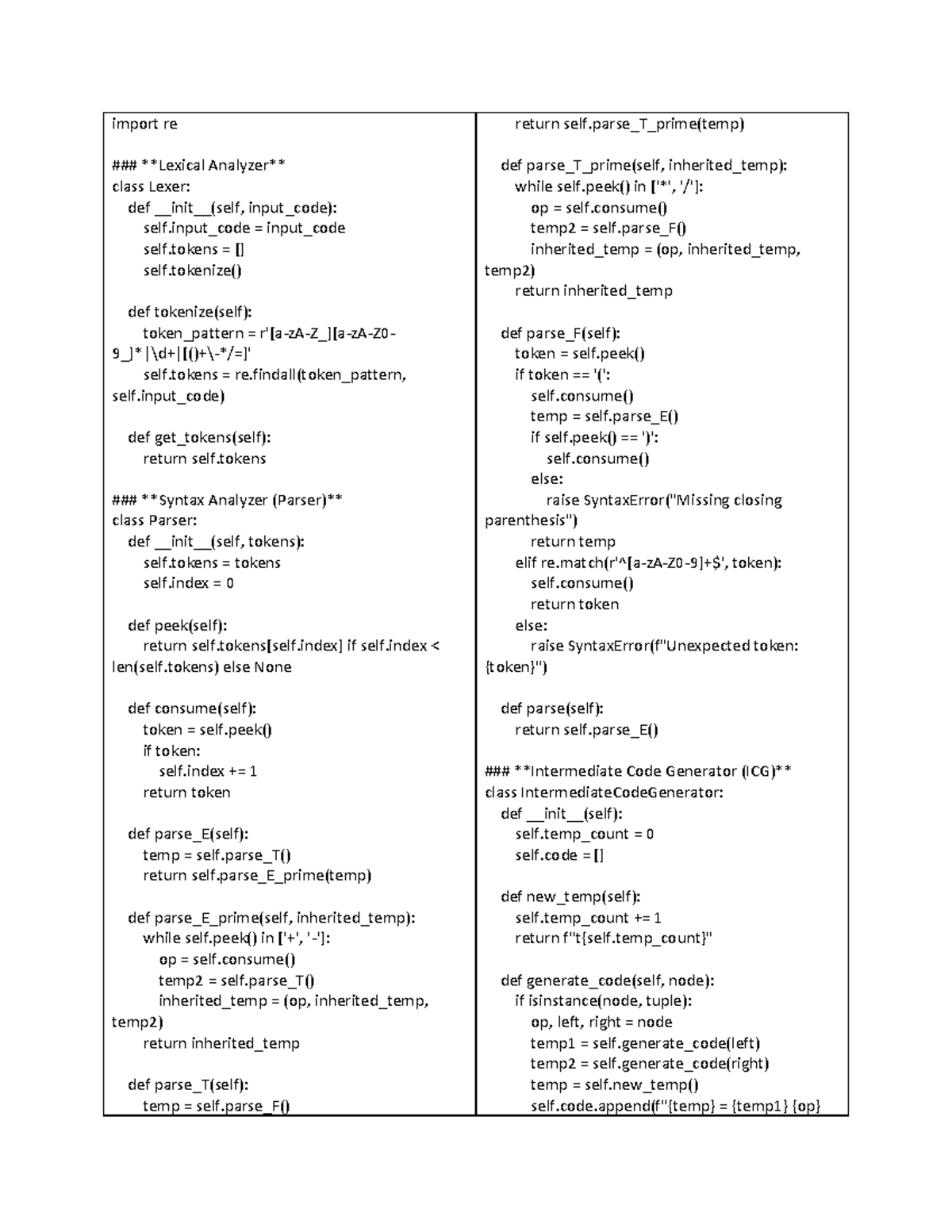 SPCCPR 5 - Lexer and Parser Implementation in Python Code - Studocu