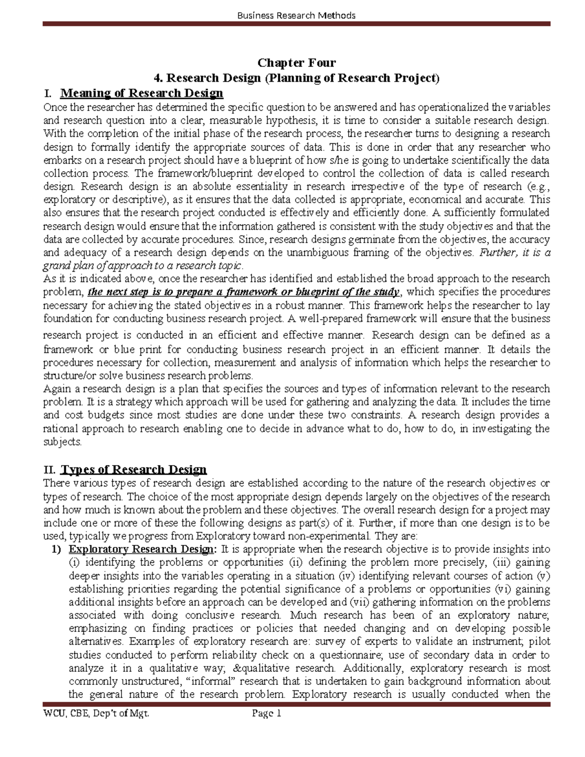 Business Research Methods: Chapter 4 - Research Design Overview - Studocu