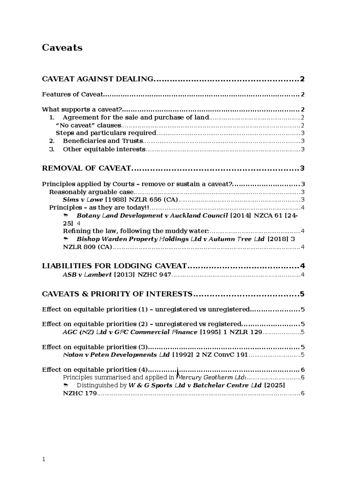 Caveats in Land Law: Key Principles and Case Studies (LTA 2017) - Studocu