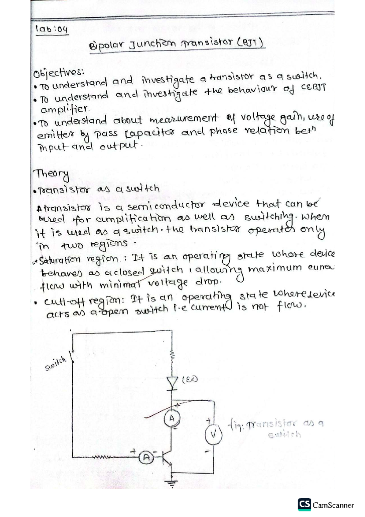 Lab 04: Exploring Bipolar Junction Transistor (BJT) as Switch ...