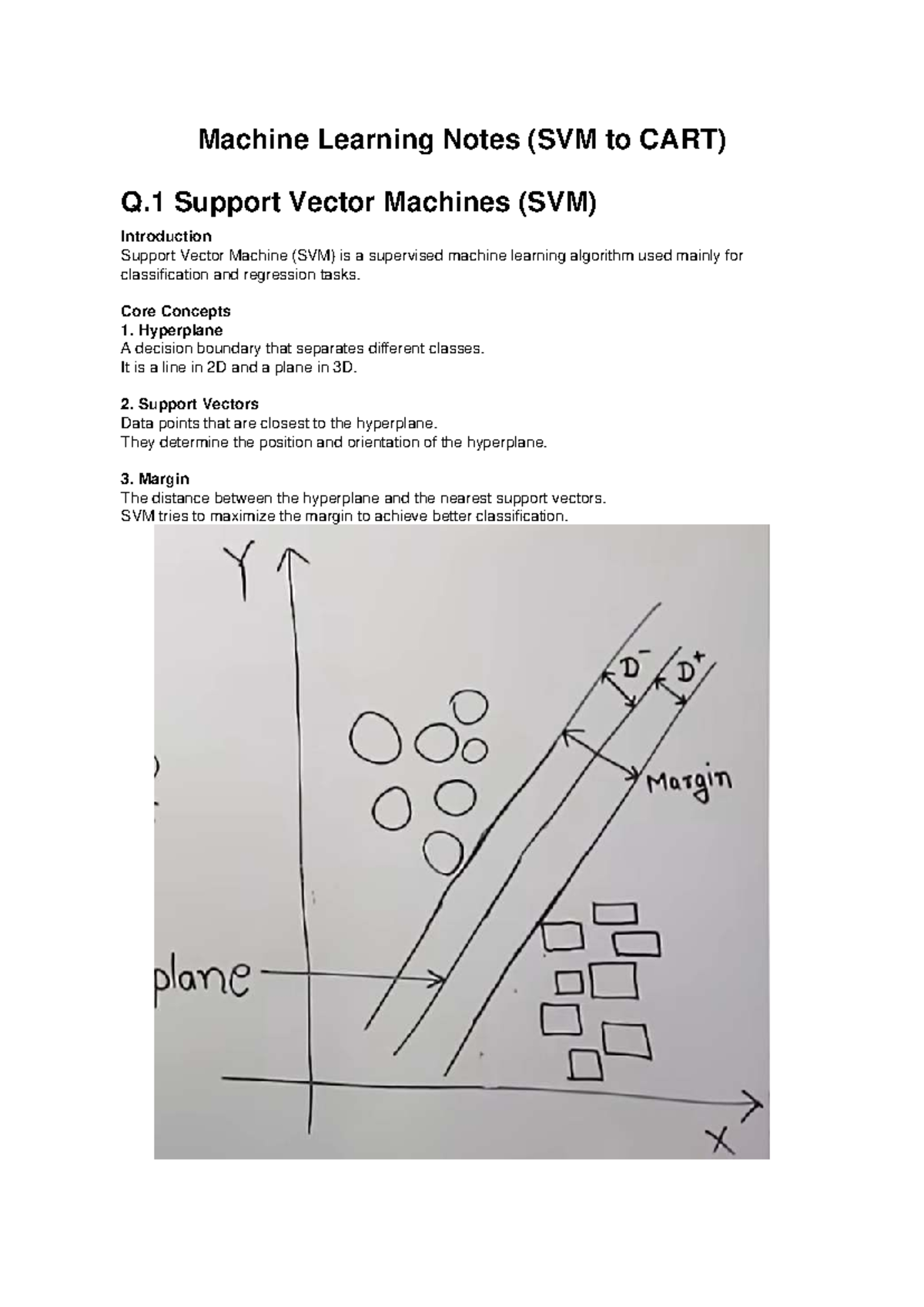 Machine Learning Notes (CS101) - SVM, MLP, ID3, and CART - Studocu