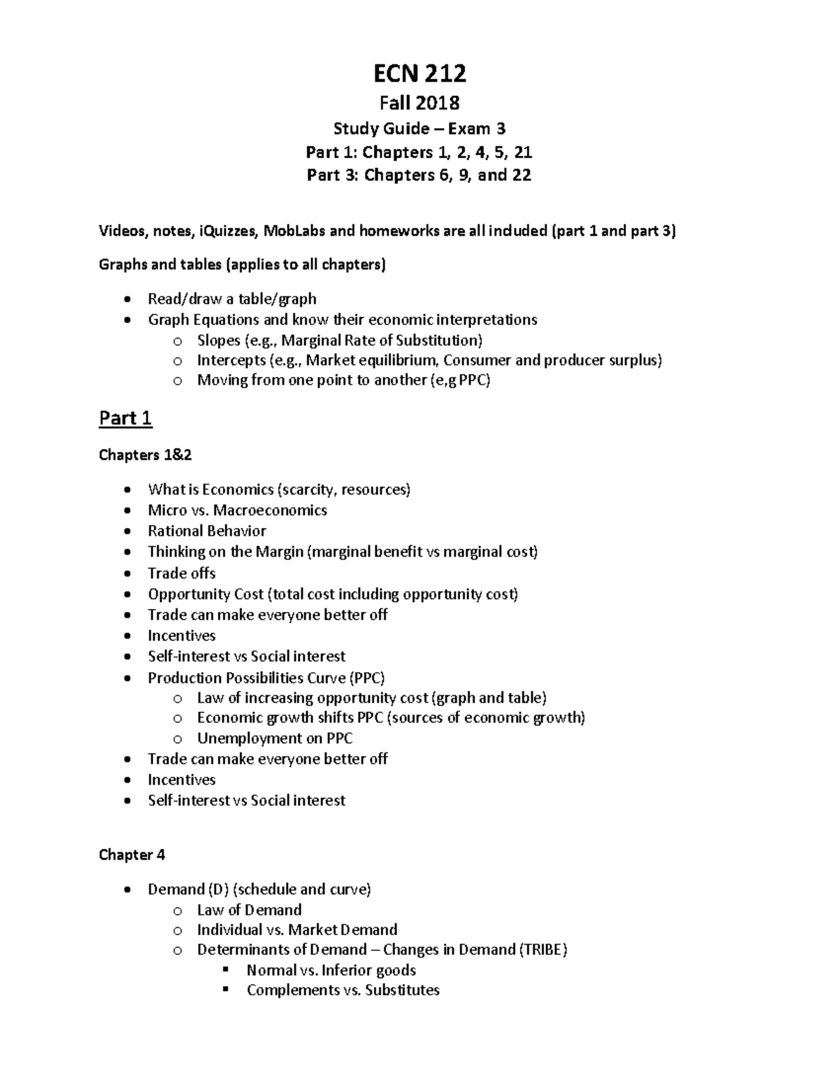 ECN 212 Exam 3 Study Guide: Key Concepts & Chapters Overview - Studocu