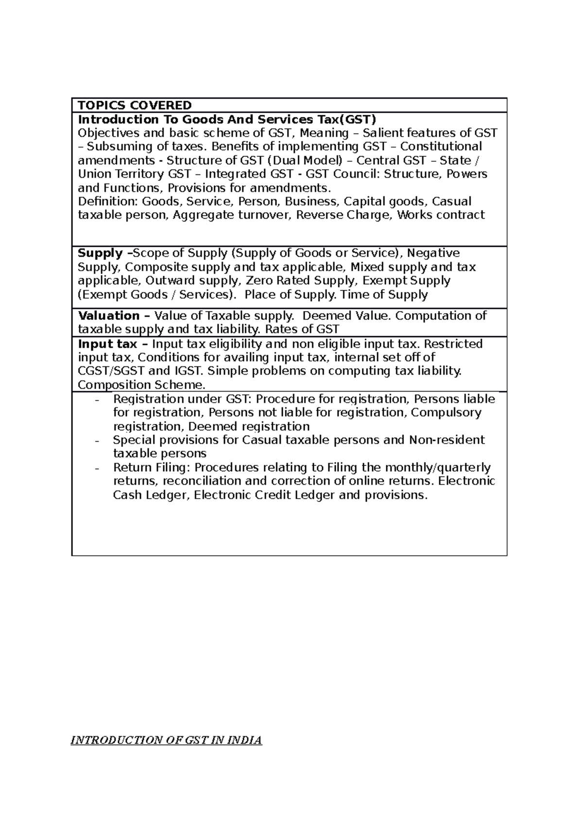 GST Study Notes for Semester 6: Comprehensive Overview and Concepts ...