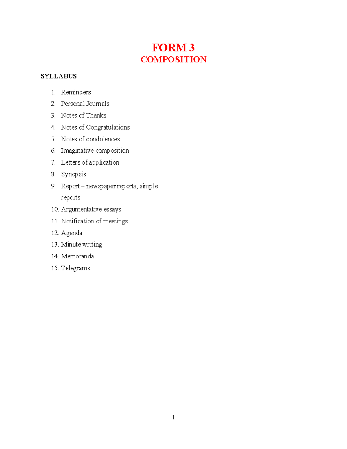 FORM 3 FUNCTIONAL WRITING NOTES: COMPOSITIONS, REPORTS & MEMOS - Studocu
