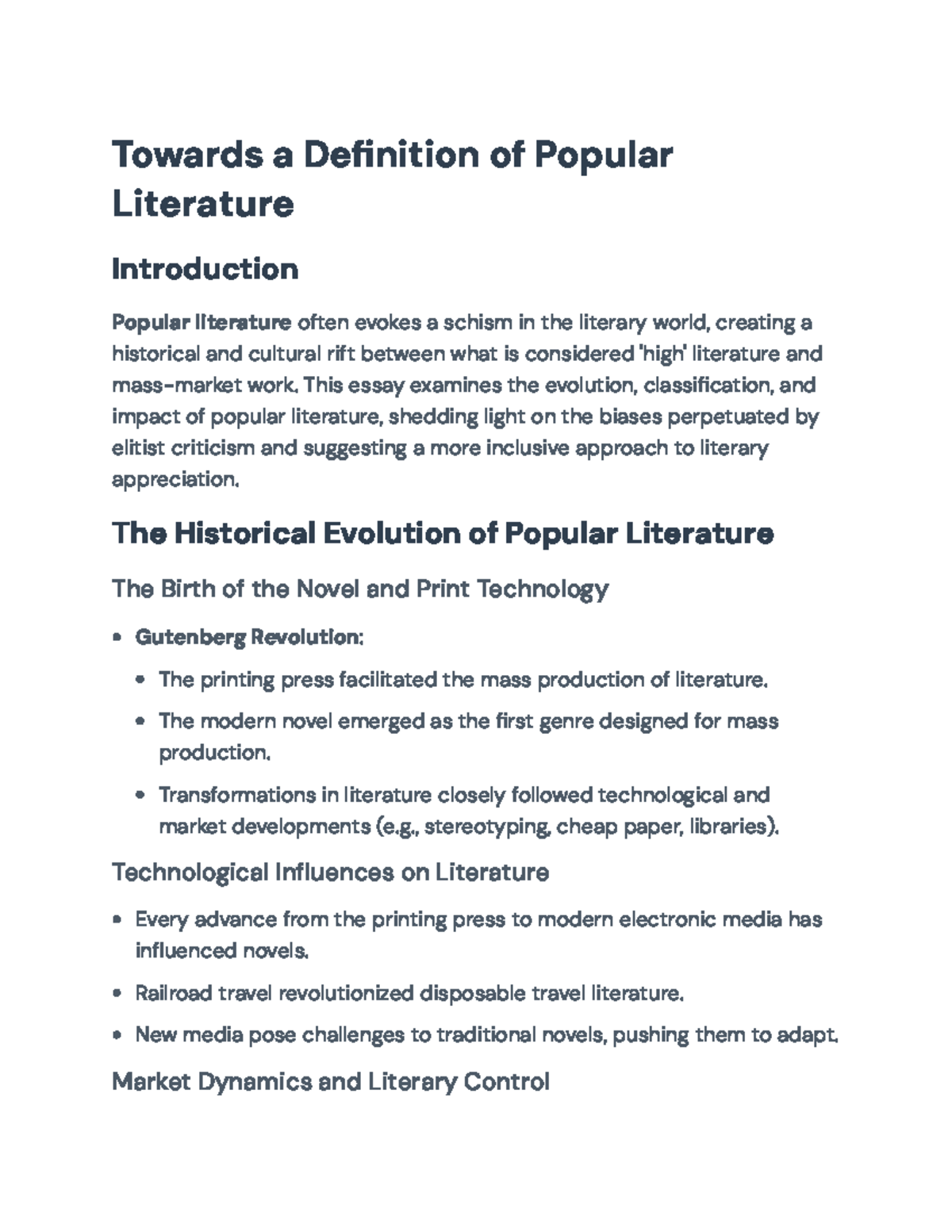 Reevaluating Popular Literature: A Historical and Cultural Analysis ...