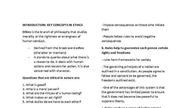 GE8 Key Concepts in Ethics: Understanding Morality and Human Conduct ...