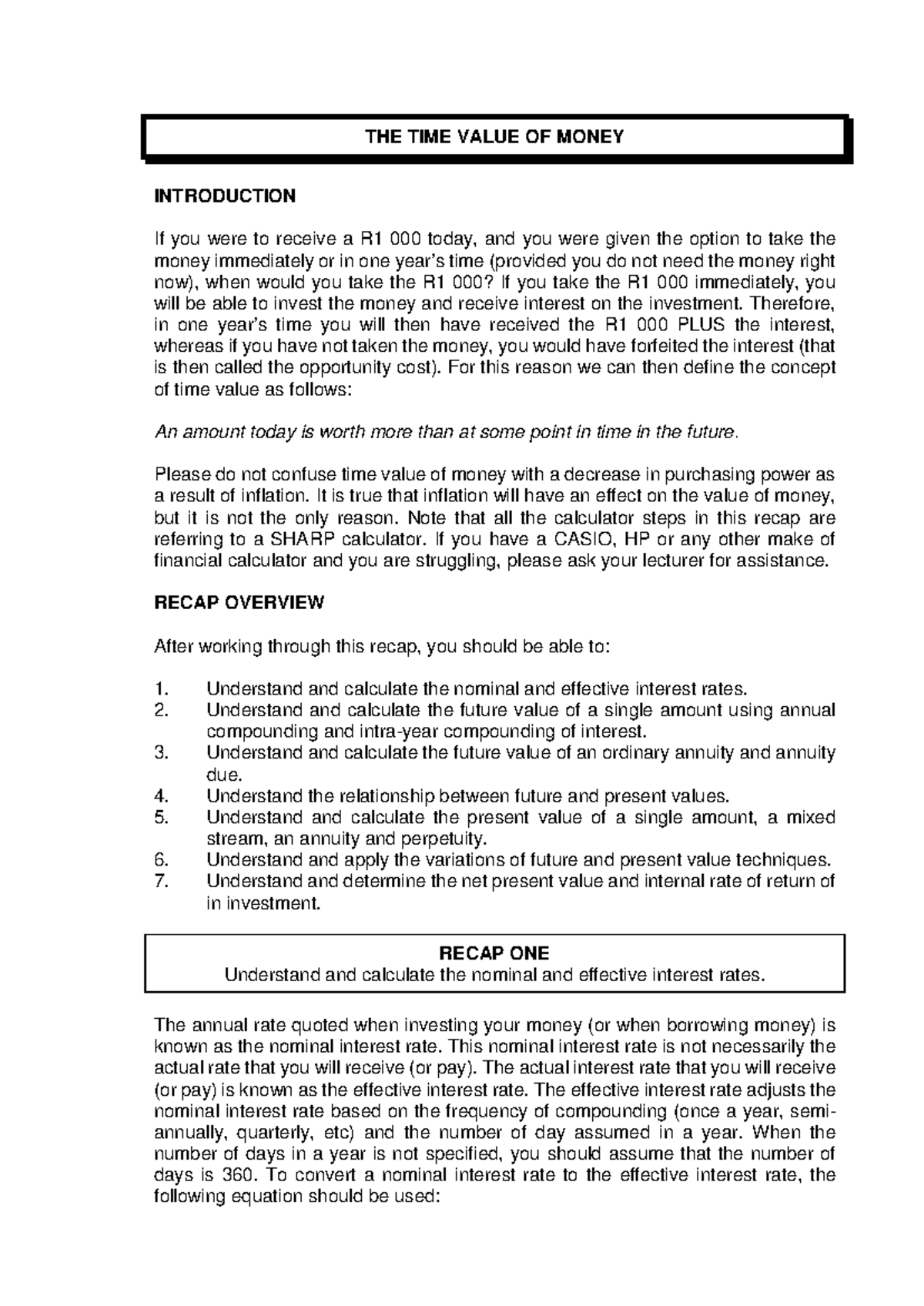 Time Value of Money Concepts and Calculations Summary - Studocu