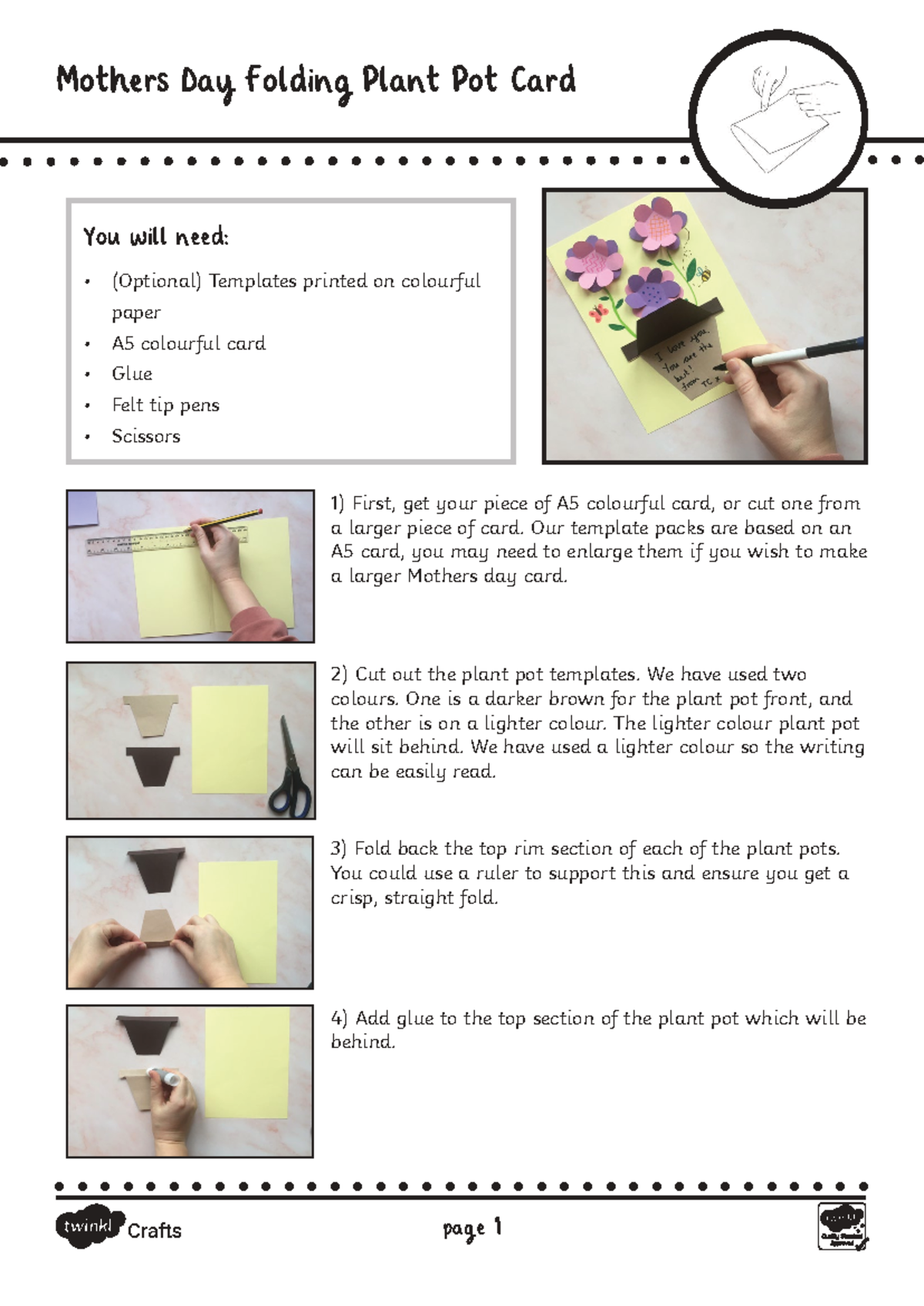 Mothers Day Folding Plant Pot Card Instructions - Studocu