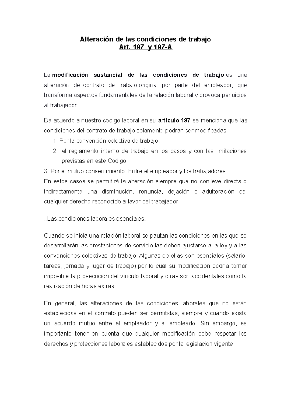 Alteración de las Condiciones de Trabajo: Análisis Legal en Panamá ...