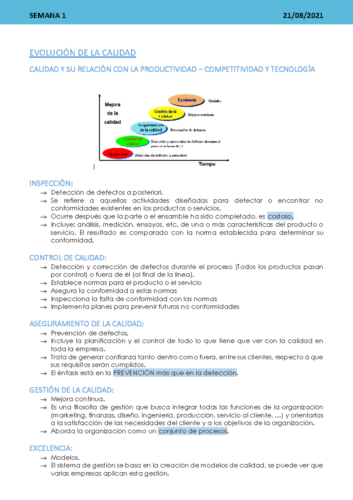 Gestión de la Calidad: Apuntes SEMANA 1 y 2 - ISO 9001:2015 - Studocu