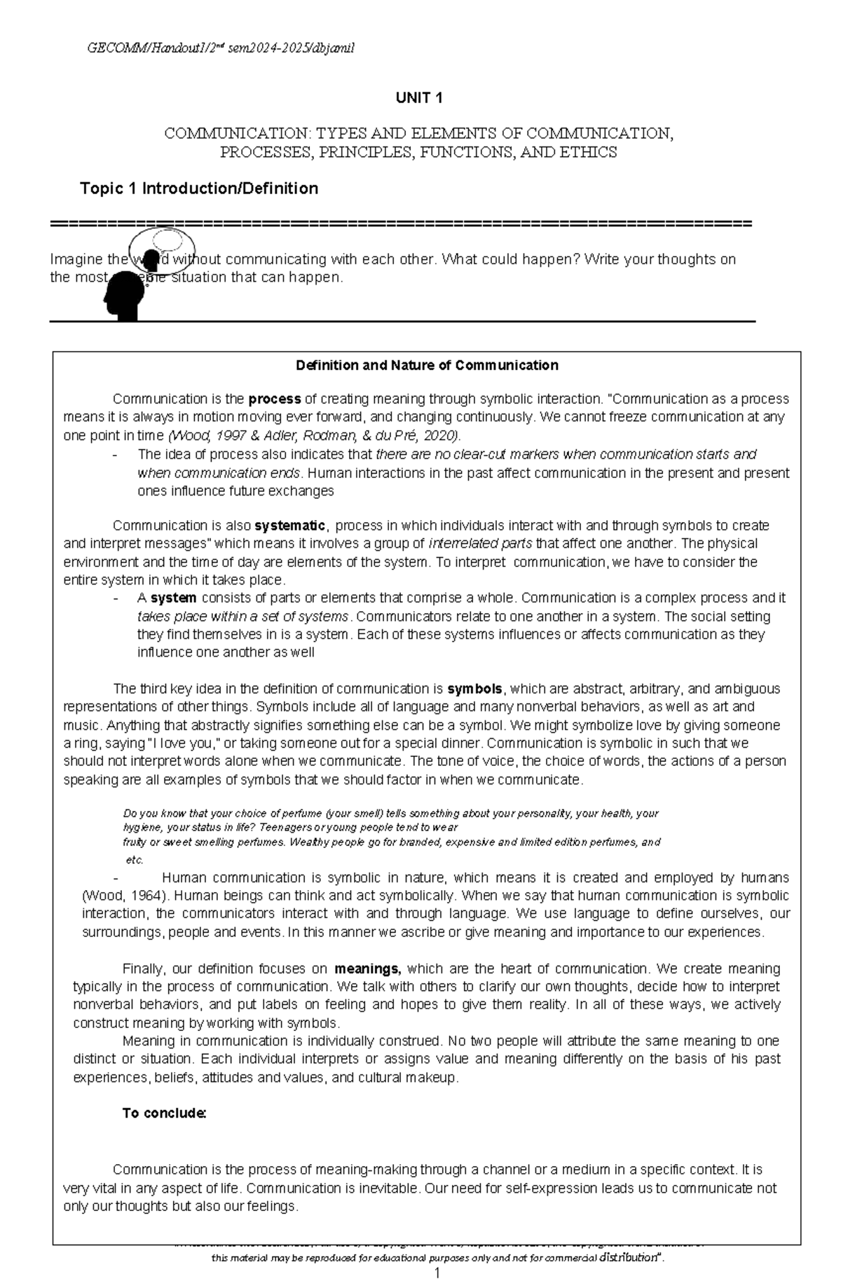 UNIT 1: COMMUNICATION TYPES, ELEMENTS, AND PRINCIPLES - BSCE Module ...