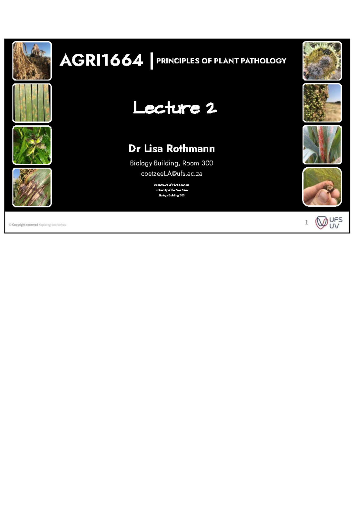 Principles of Plant Pathology: Lecture 2 Notes - AGRI1664 - Studocu