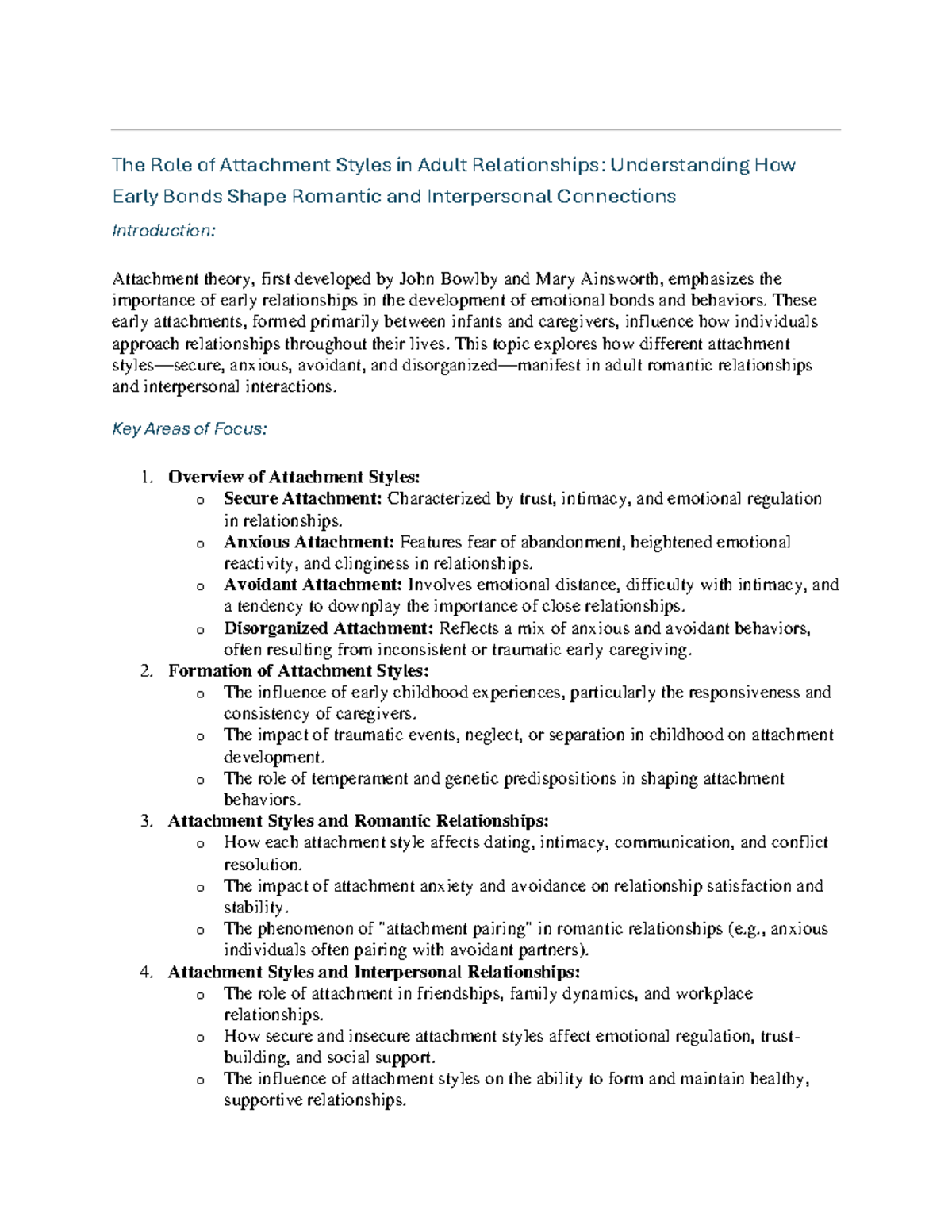 Understanding Attachment Styles in Adult Relationships: A Study - Studocu