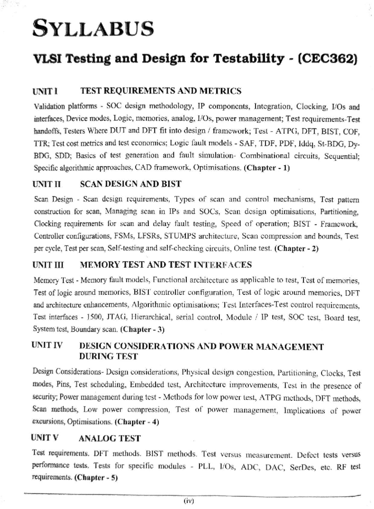 Vlsi Chip Design Syllabus
