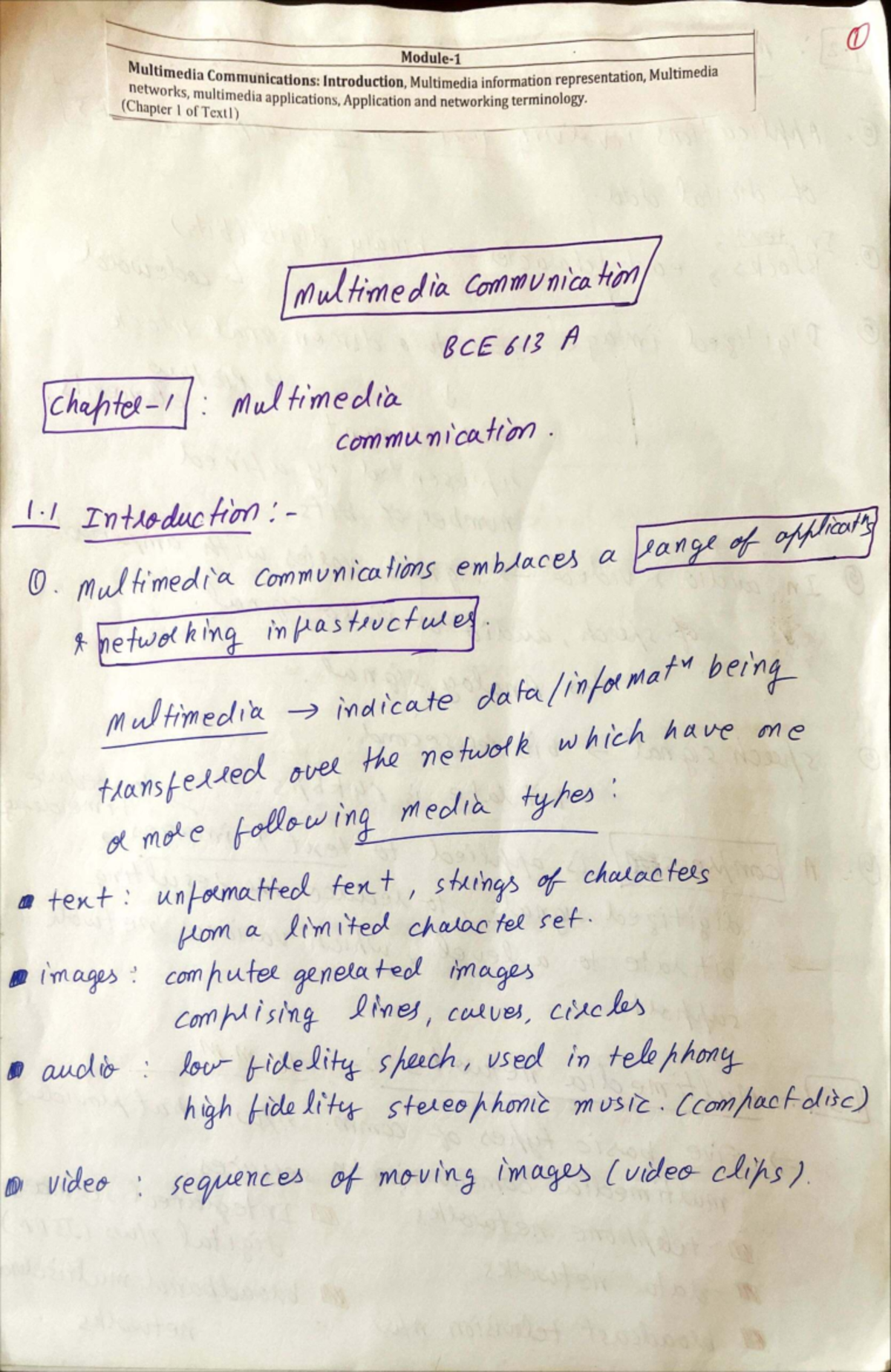 BCE613A: Multimedia Communications - Chapter 1 Overview and Concepts ...