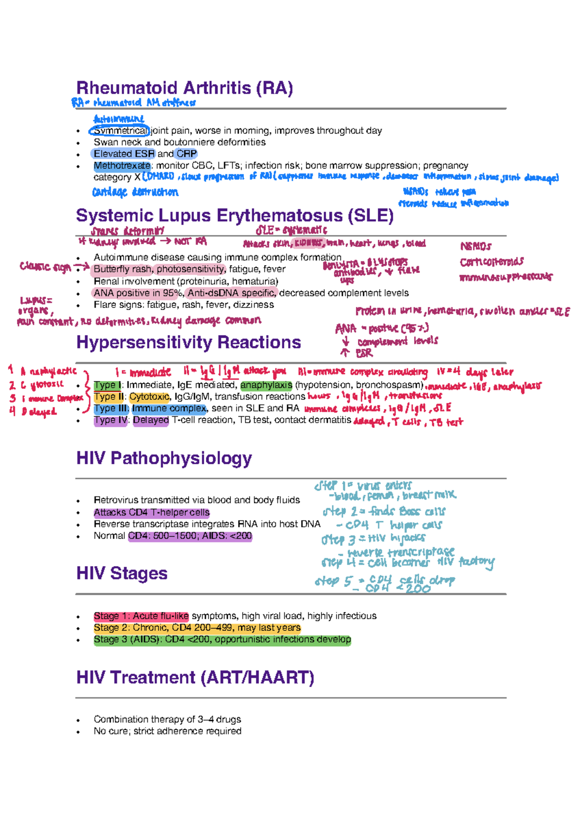 SLE vs RA: Key Differences and Clinical Features Comparison - Studocu