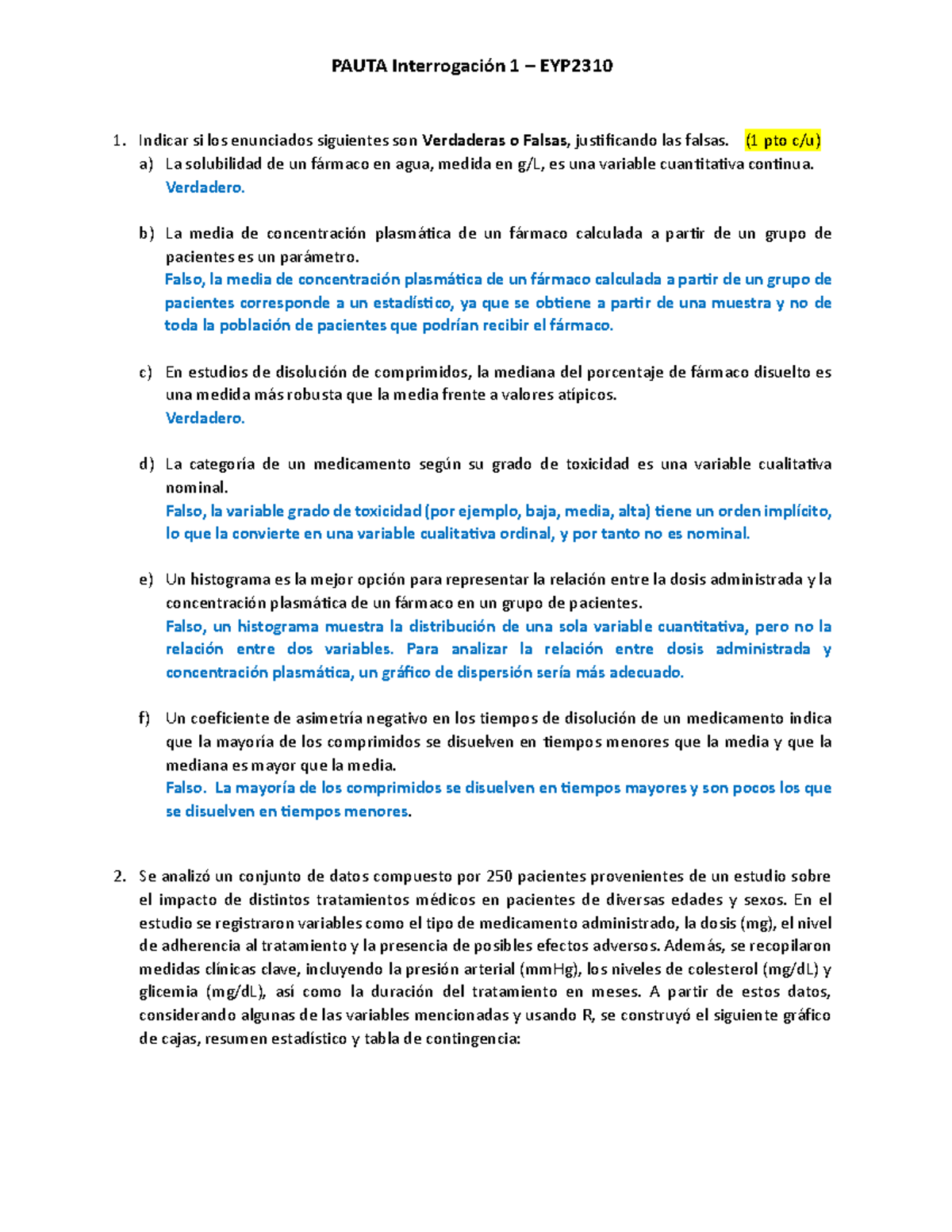 Interrogación 1 - EYP2310: Análisis de Verdadero y Falso 2023 - Document Preview