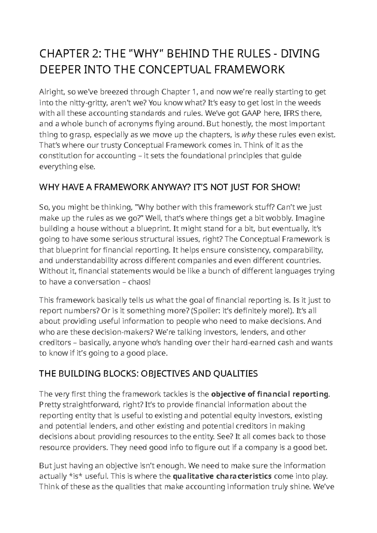 CHAPTER 2 REVIEW: DEEP DIVE INTO THE CONCEPTUAL FRAMEWORK - Studocu