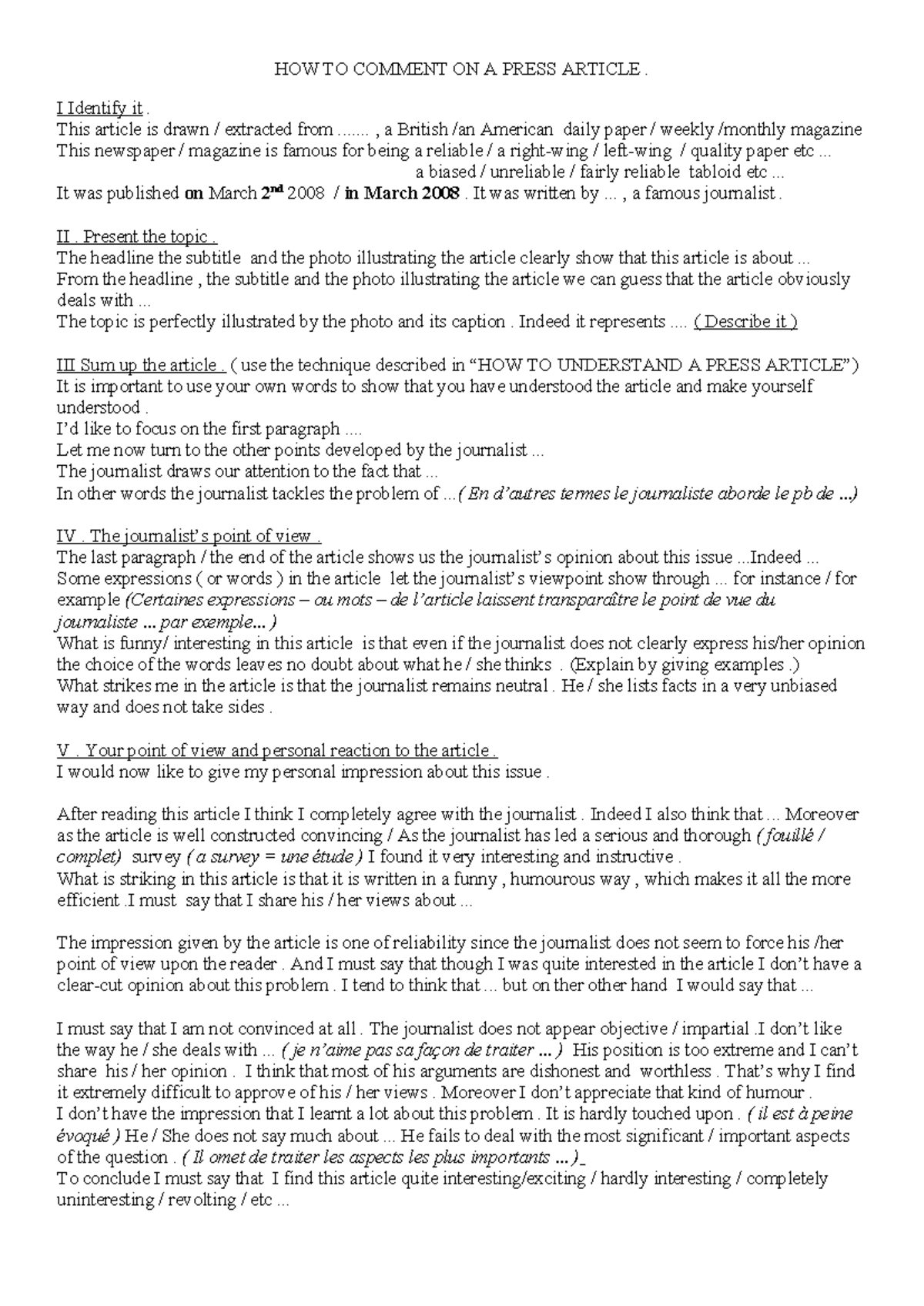 How to Critically Comment on a Press Article: A Step-by-Step Guide ...
