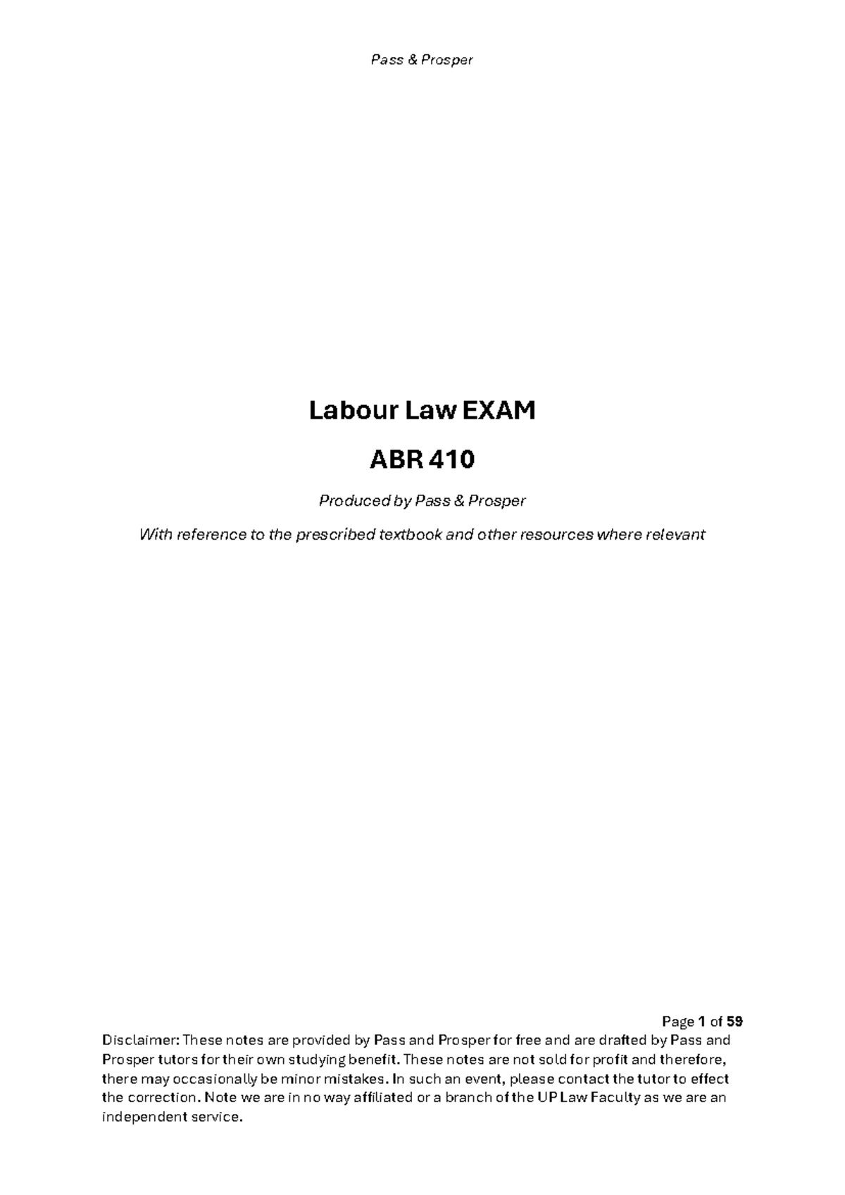 ABR 410 Labour Law Final Exam Notes: Unfair Practices & Dismissals ...