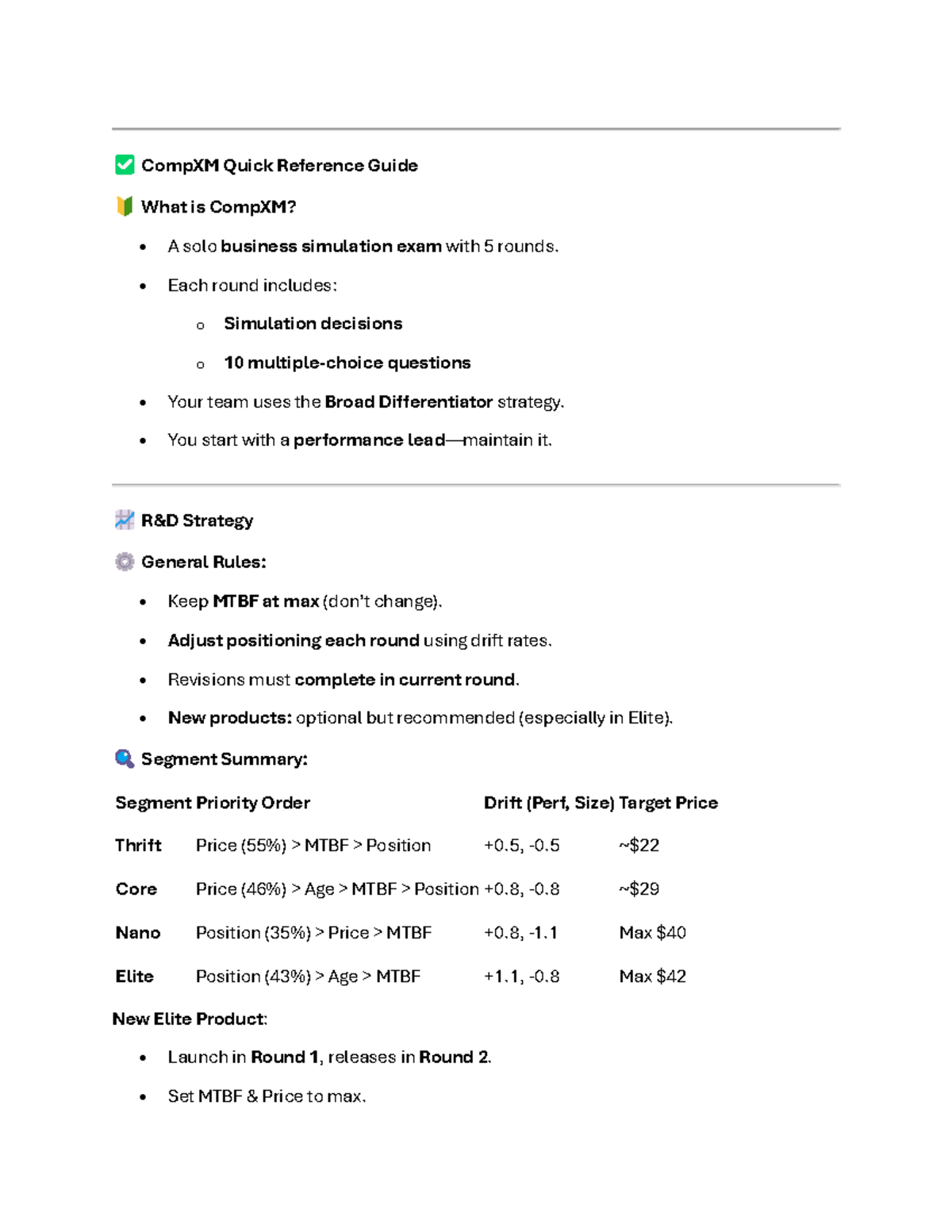 CompXM Quick Reference Guide: Strategies & Tips for Success - Studocu