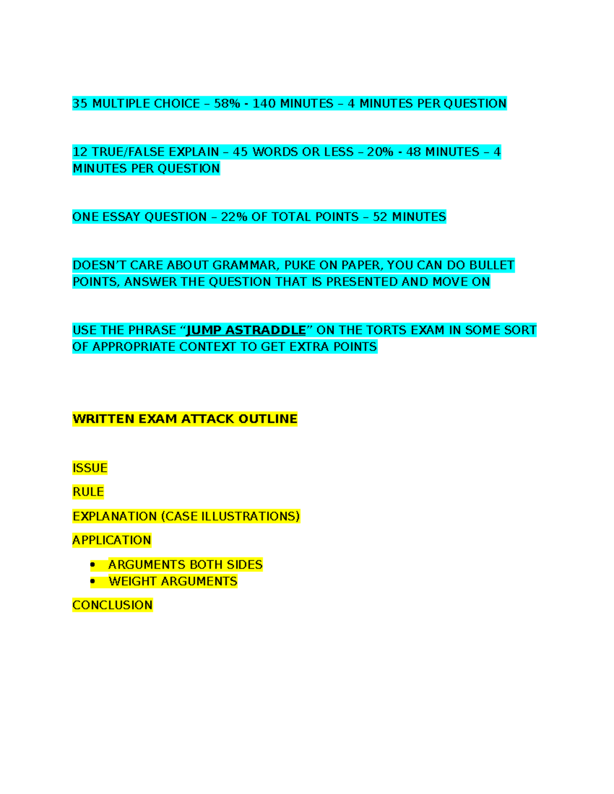 Torts Exam Outline: Key Concepts and Case Illustrations - Studocu