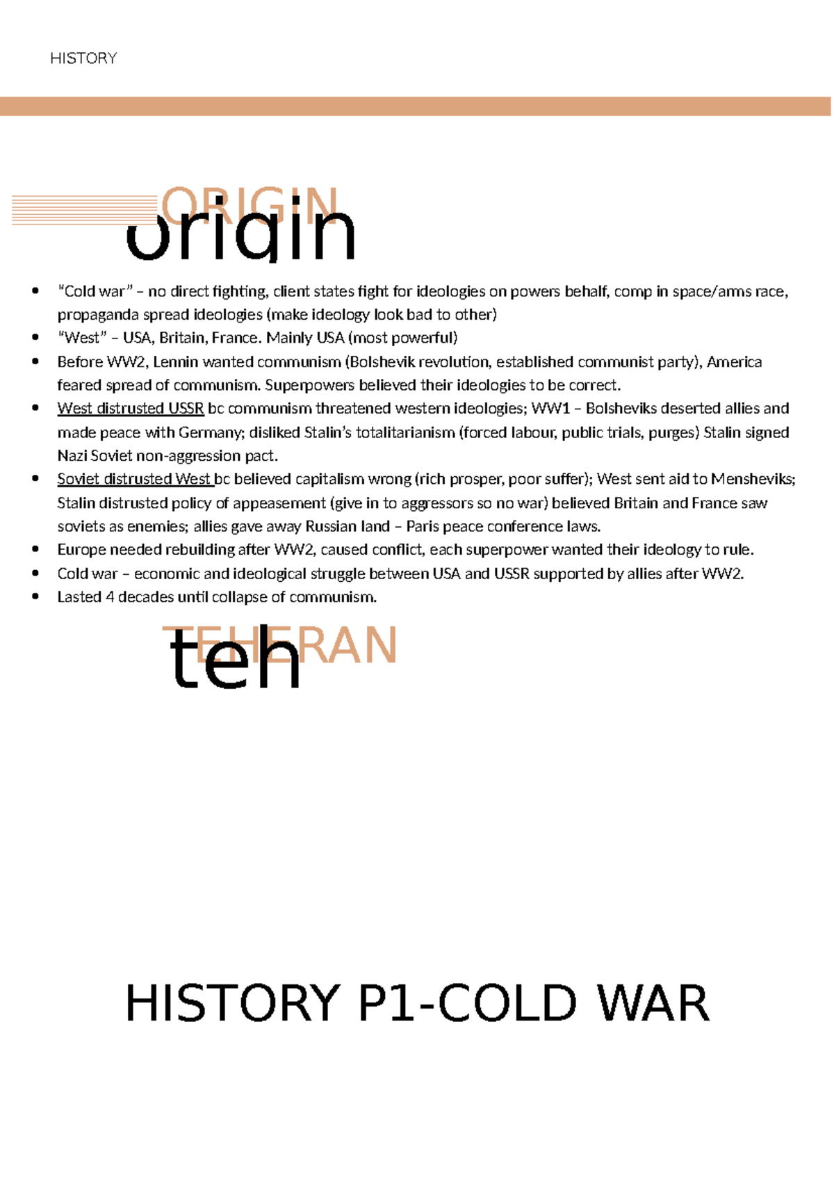 Cold War History: Ideological Struggles and Key Events (HIST 101) - Studocu