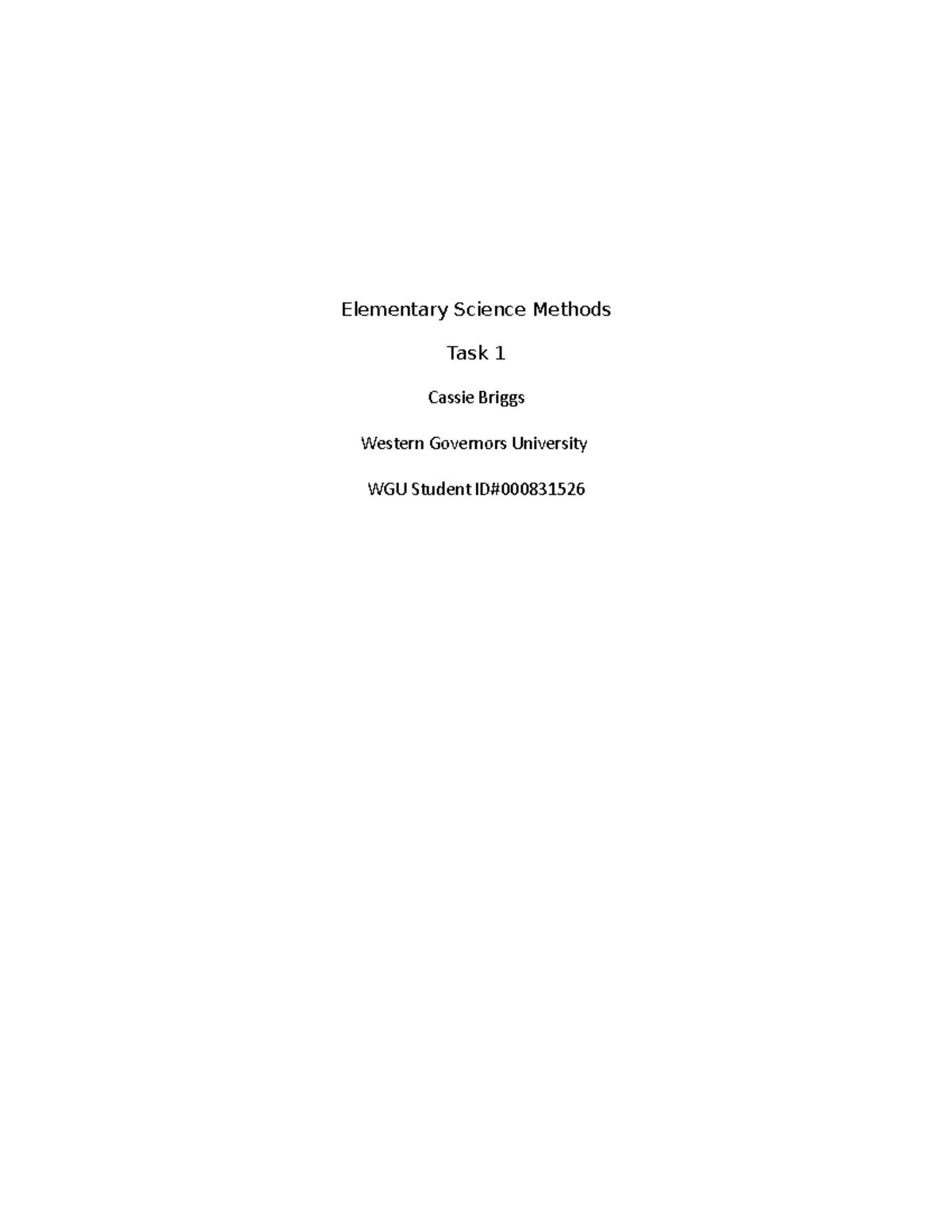 Ele Sc Method Task 1Part B - Elementary Science Methods Task 1 Cassie ...