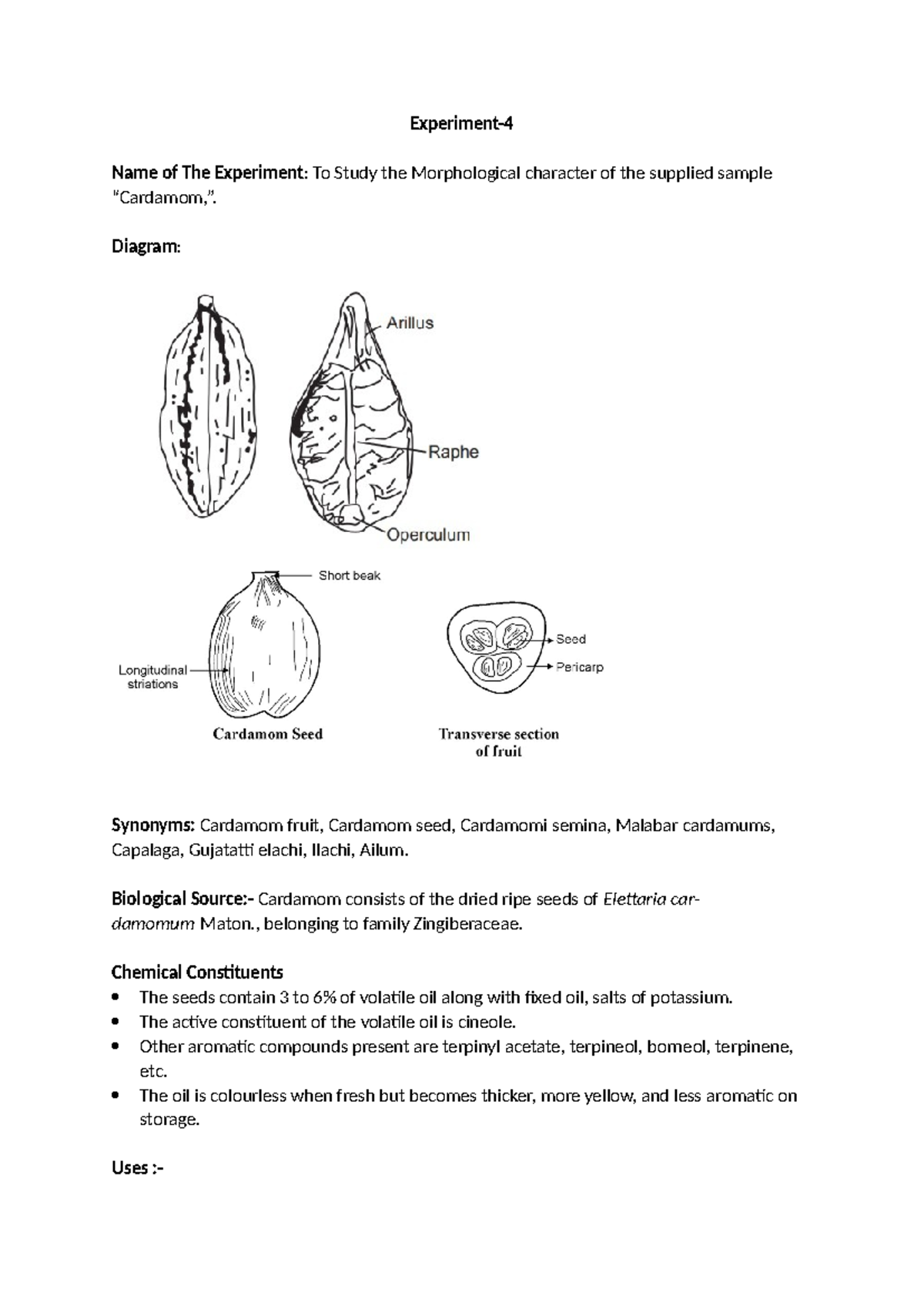Pharmacognosy Practical (D.pharm) - Morphological Study of Cardamom ...