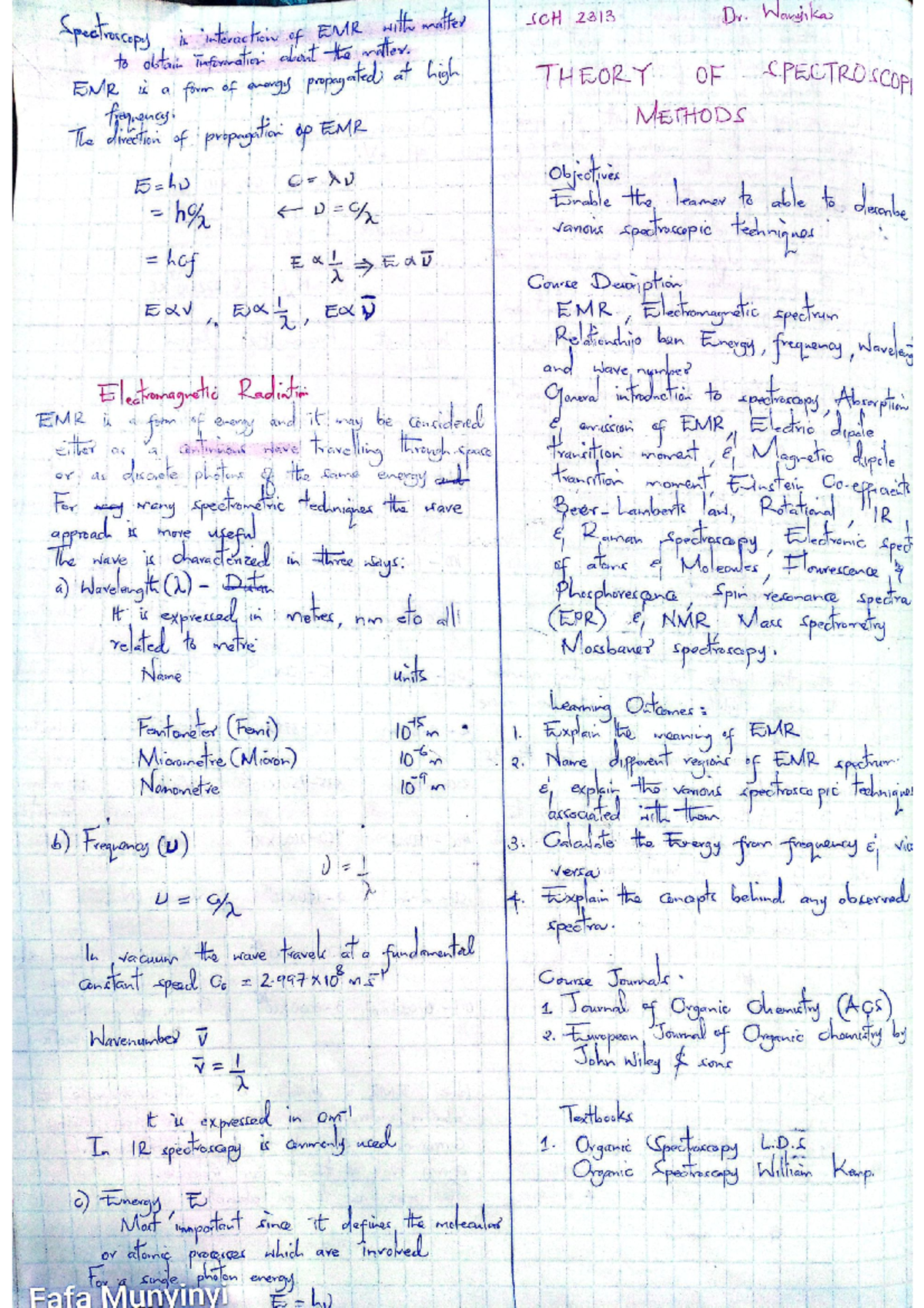 Spectroscopic Methods Overview - SCH 2313 Lecture Notes - Studocu