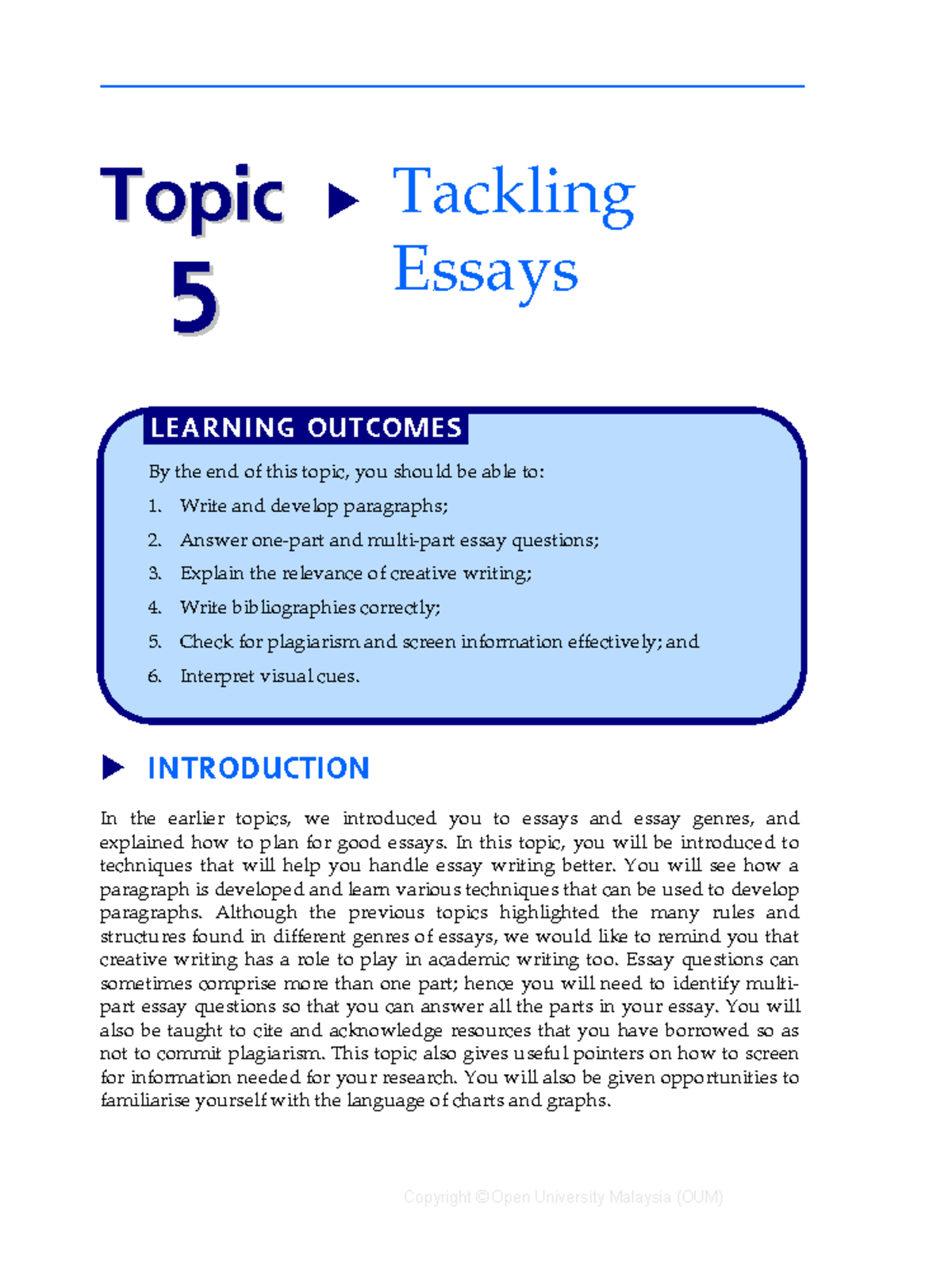 08 OUMH1203 Topic 5 - Notes - INTRODUCTION In the earlier topics, we ...