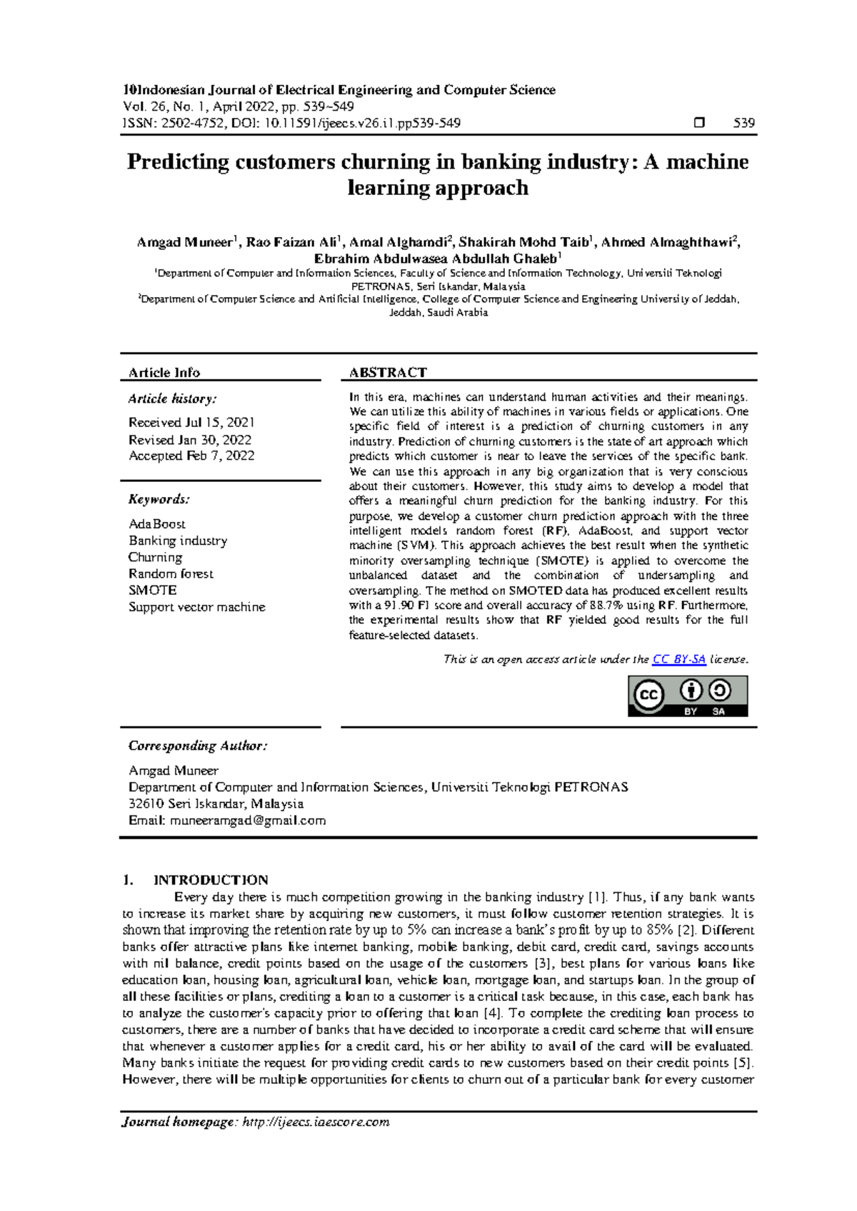 Machine Learning Models for Churn Prediction in Banking Industry - Studocu