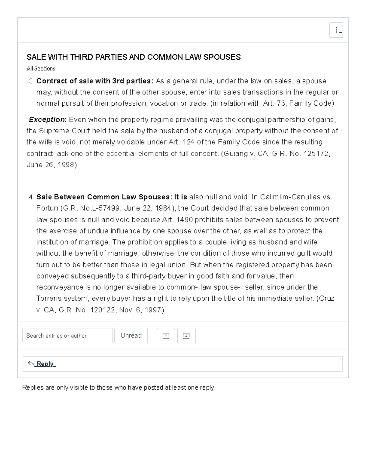 SALE WITH THIRD PARTIES & COMMON LAW SPOUSES: An Overview - Studocu