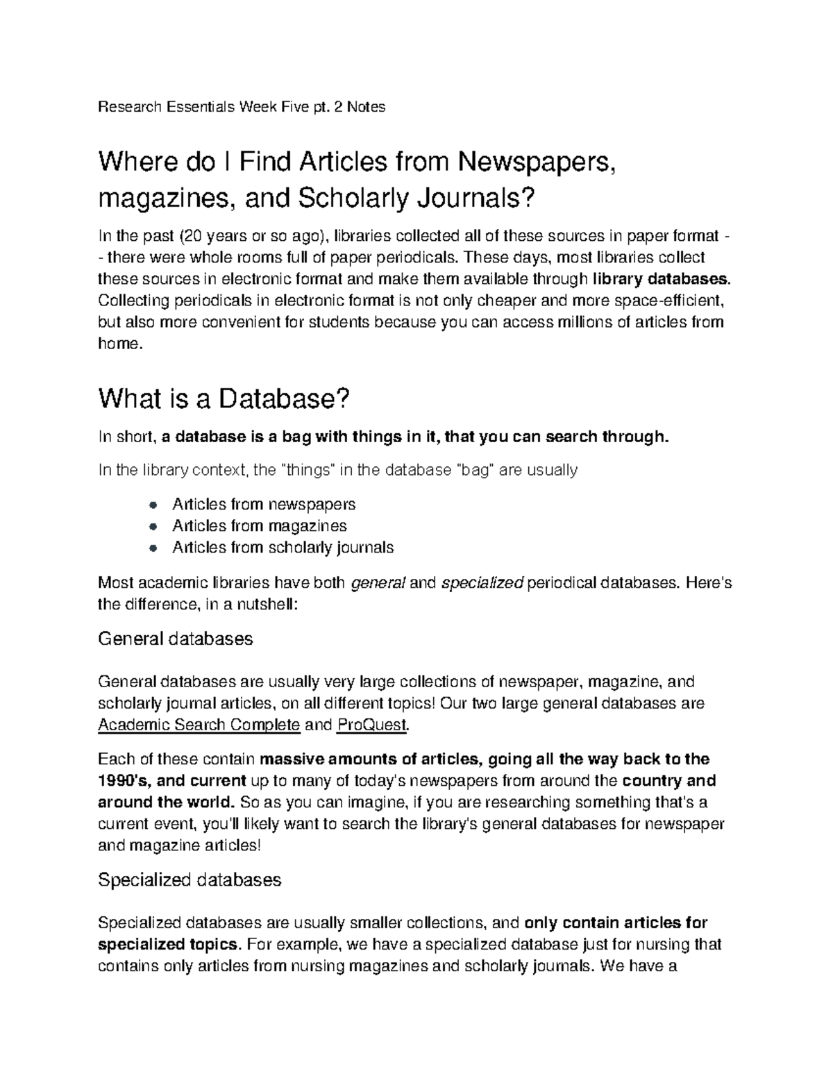Using Library Databases to find Periodical Articles - Research ...