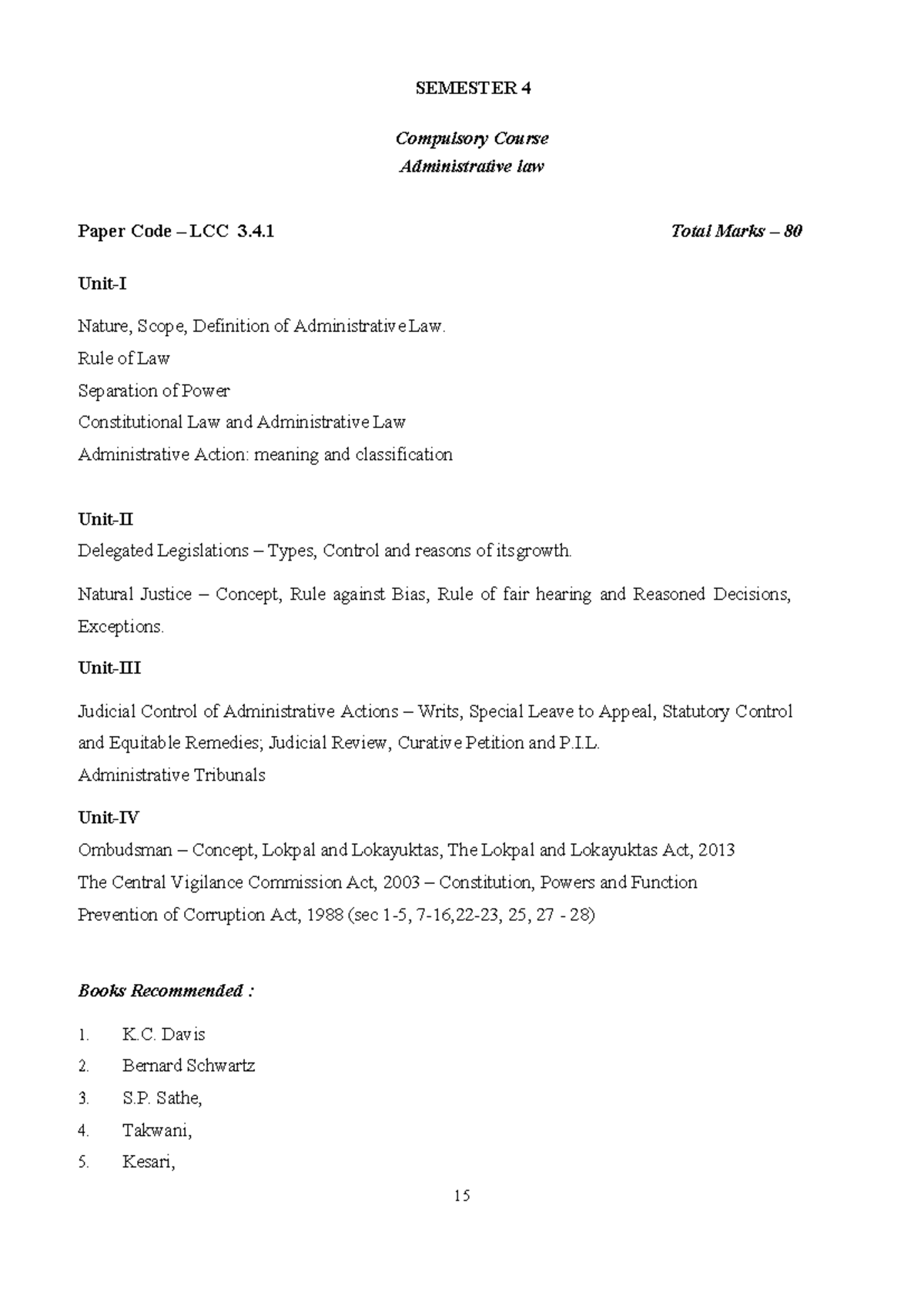 Syllabus for LCC 3.4 - 4th Semester Courses (CBCS) - Studocu