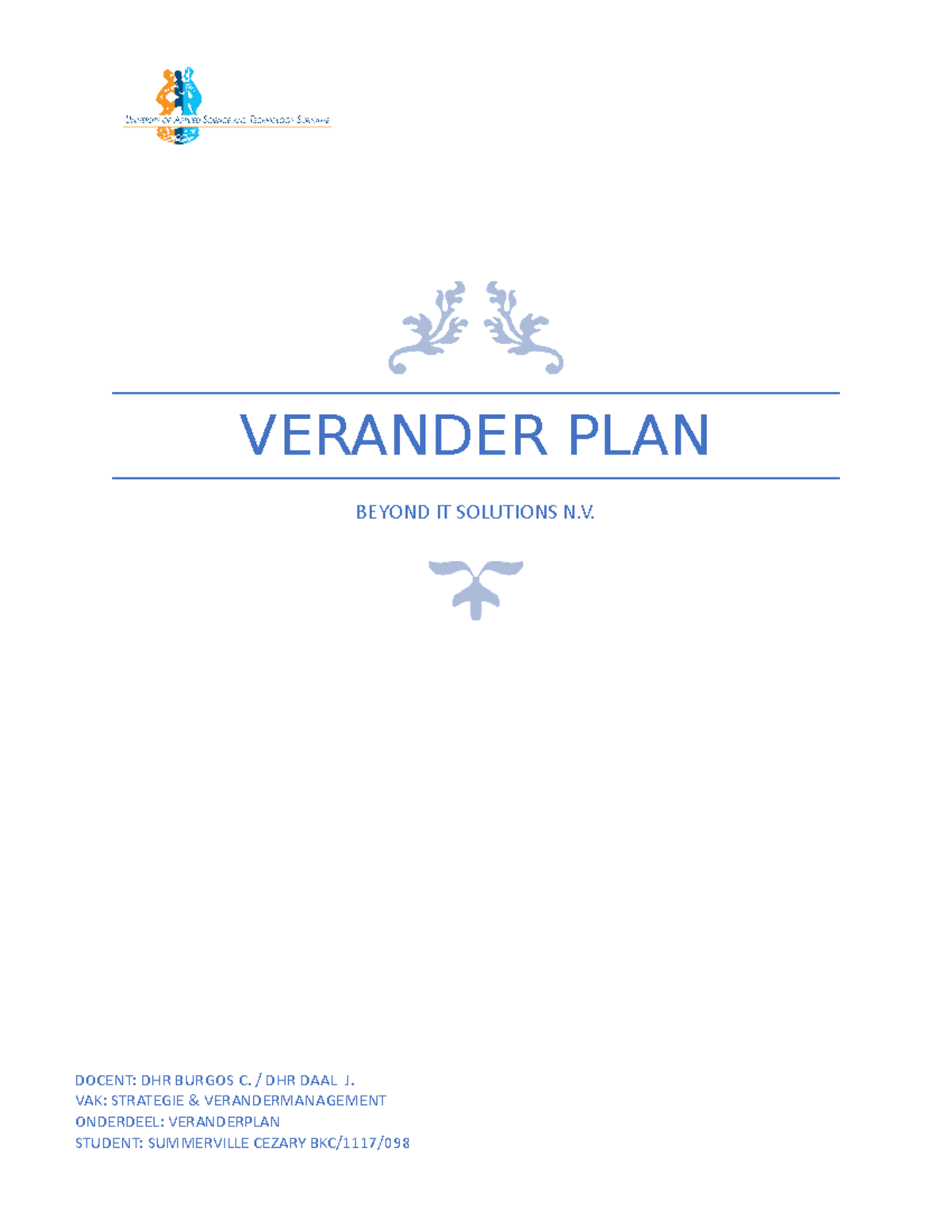 Veranderplan voor Beyond IT Solutions N.V. - Strategie ...