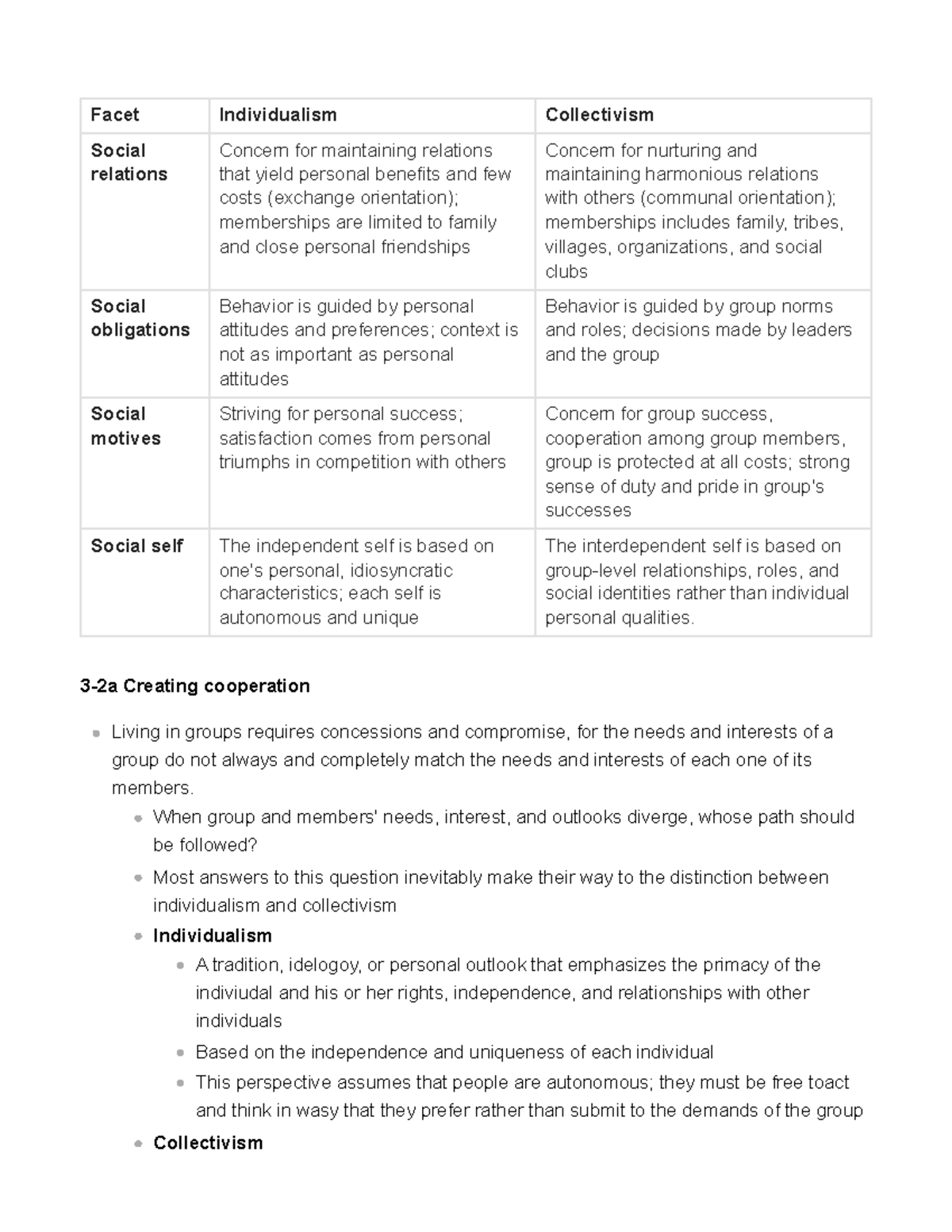 3.2 Individualism vs. Collectivism: Social Relations and Dynamics - Studocu