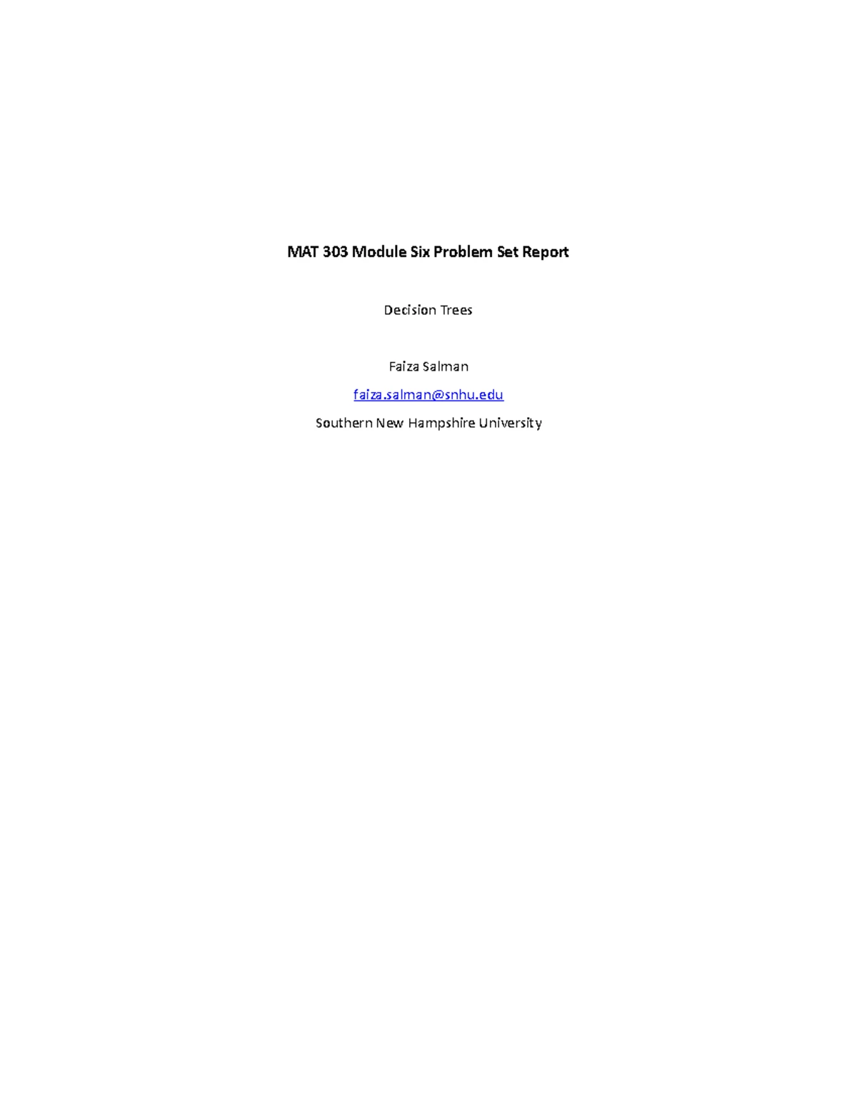 MAT 303 Module Five Problem Set Report - MAT 303 Module Five Problem ...