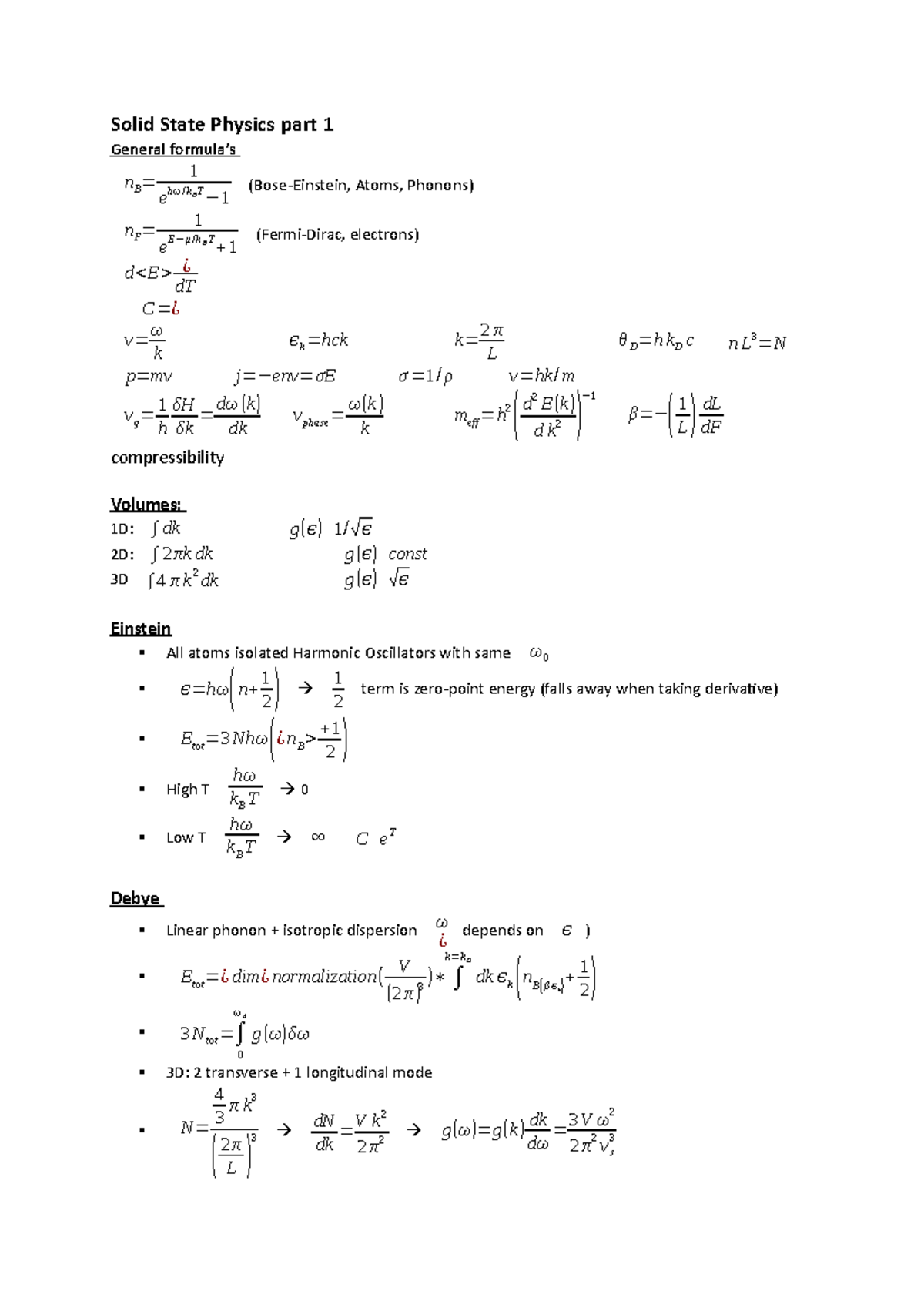 Solid State Physics Summary: Exam Notes Part 1 (SSP 101) - Studeersnel
