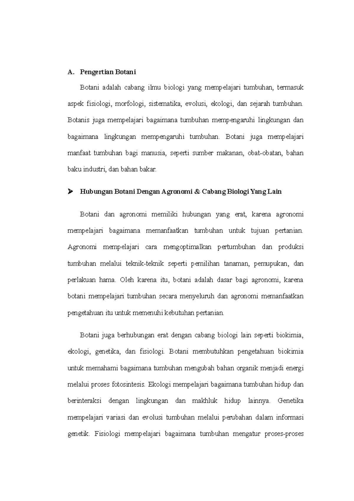 Rangkuman Materi Botani: Konsep Dasar dan Morfologi Tumbuhan - Studocu