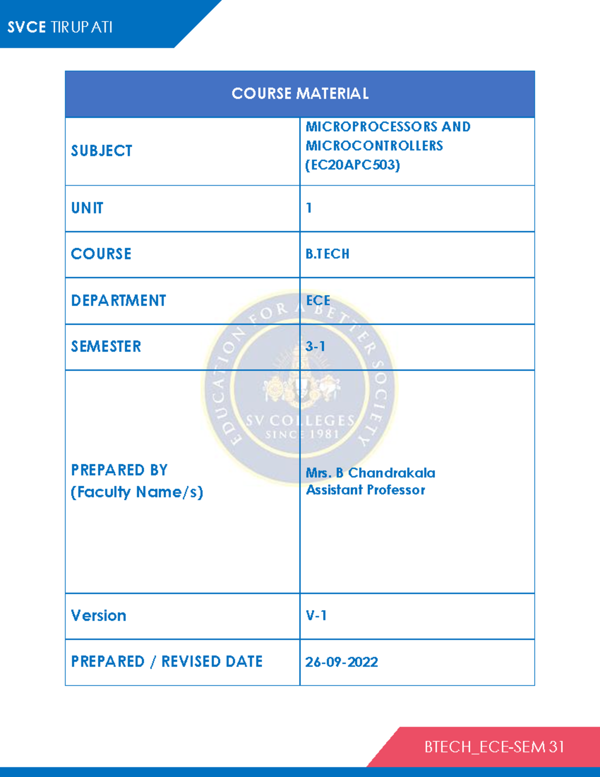 MPMC Unit 1 Course Material: Microprocessors & Microcontrollers ...
