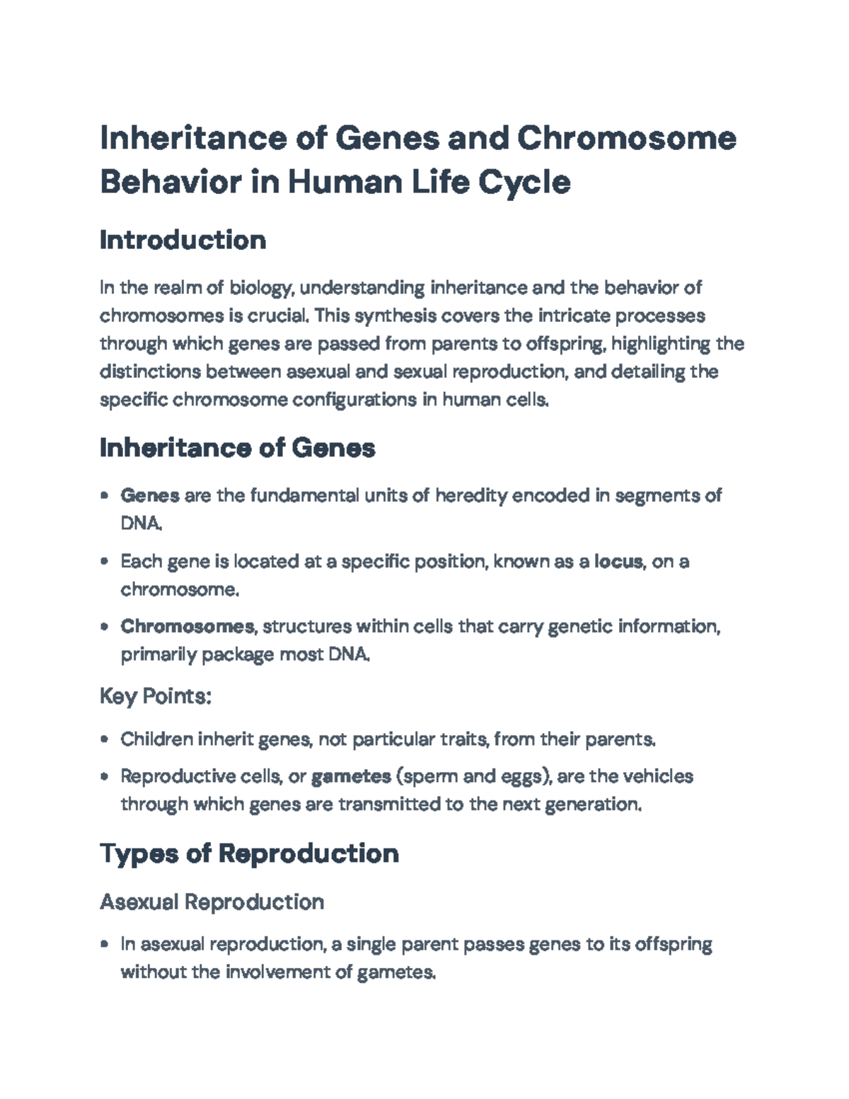 Human Gene Inheritance and Chromosome Behavior (Biology 101 ...