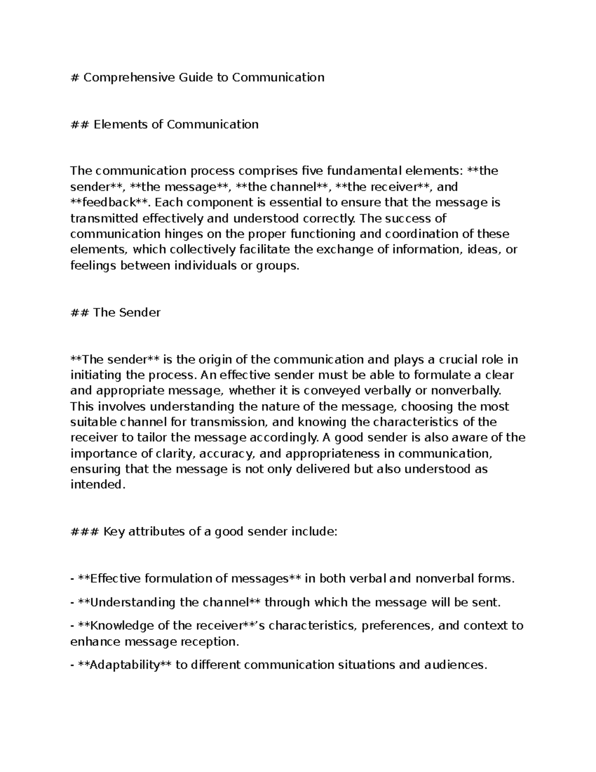 Comprehensive Guide to Communication Elements (COMM 101) - Studocu