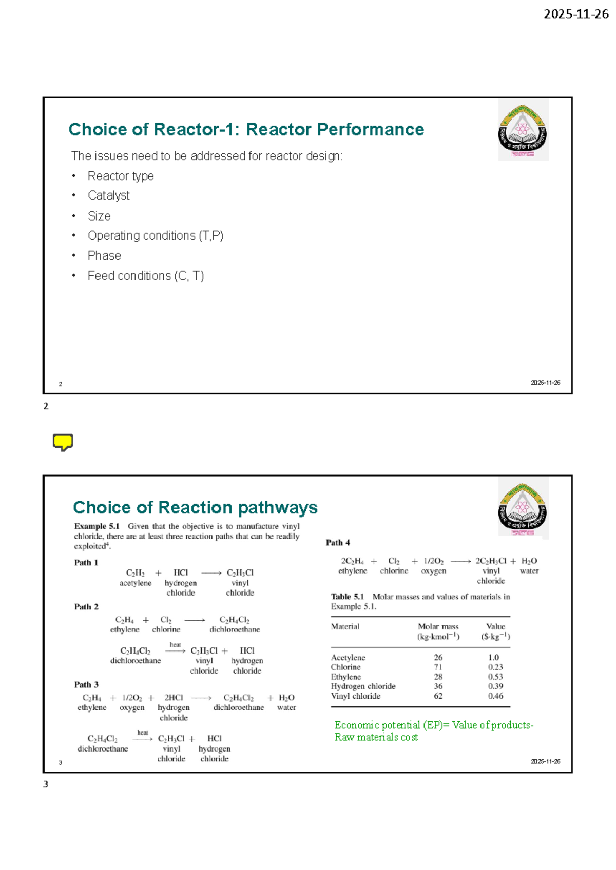 Choice of Reactor I: Performance and Design Considerations - Studocu