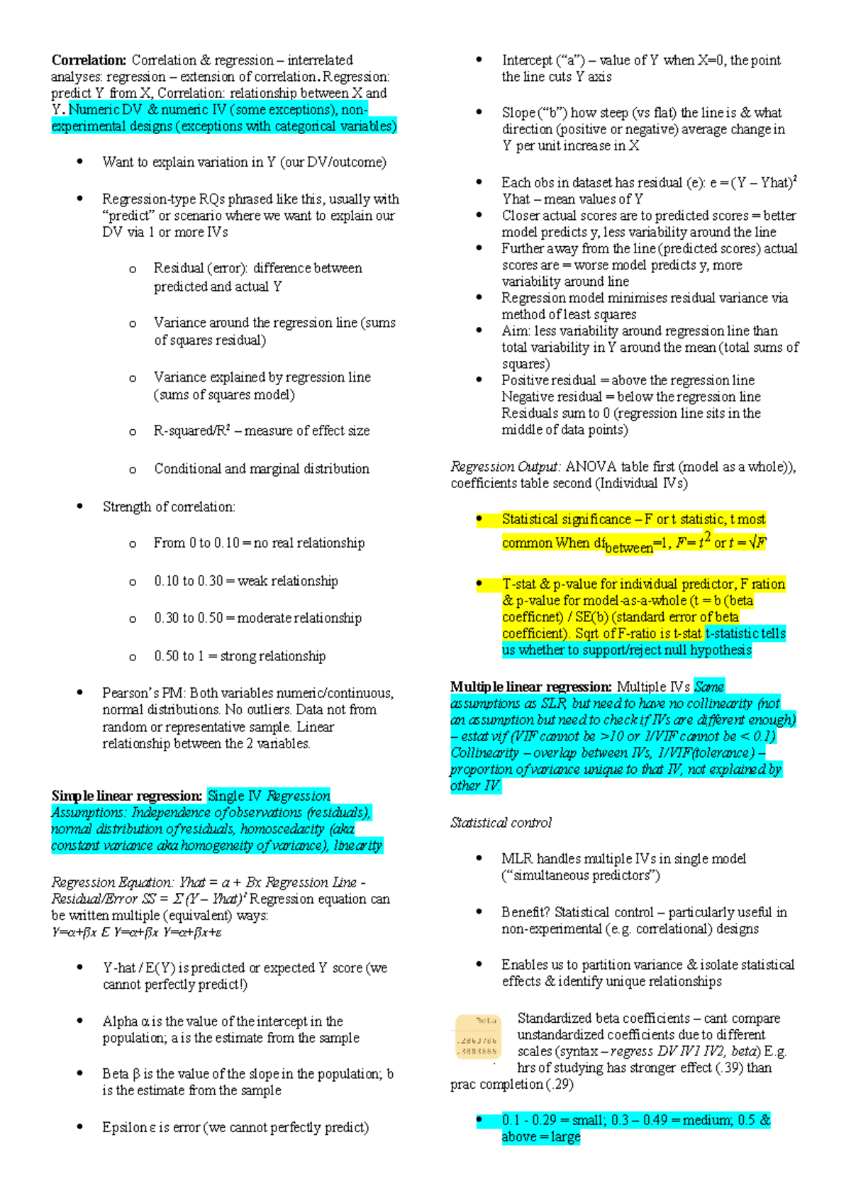 Statistical Analysis Overview: Final Exam Notes for Course 101 - Studocu