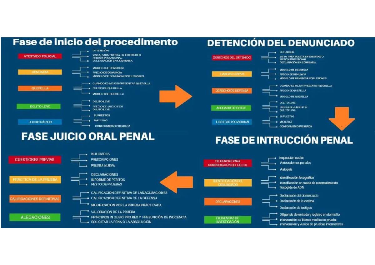 Esquema del Procedimiento Penal: Fase de Inicio y Detención - Studocu