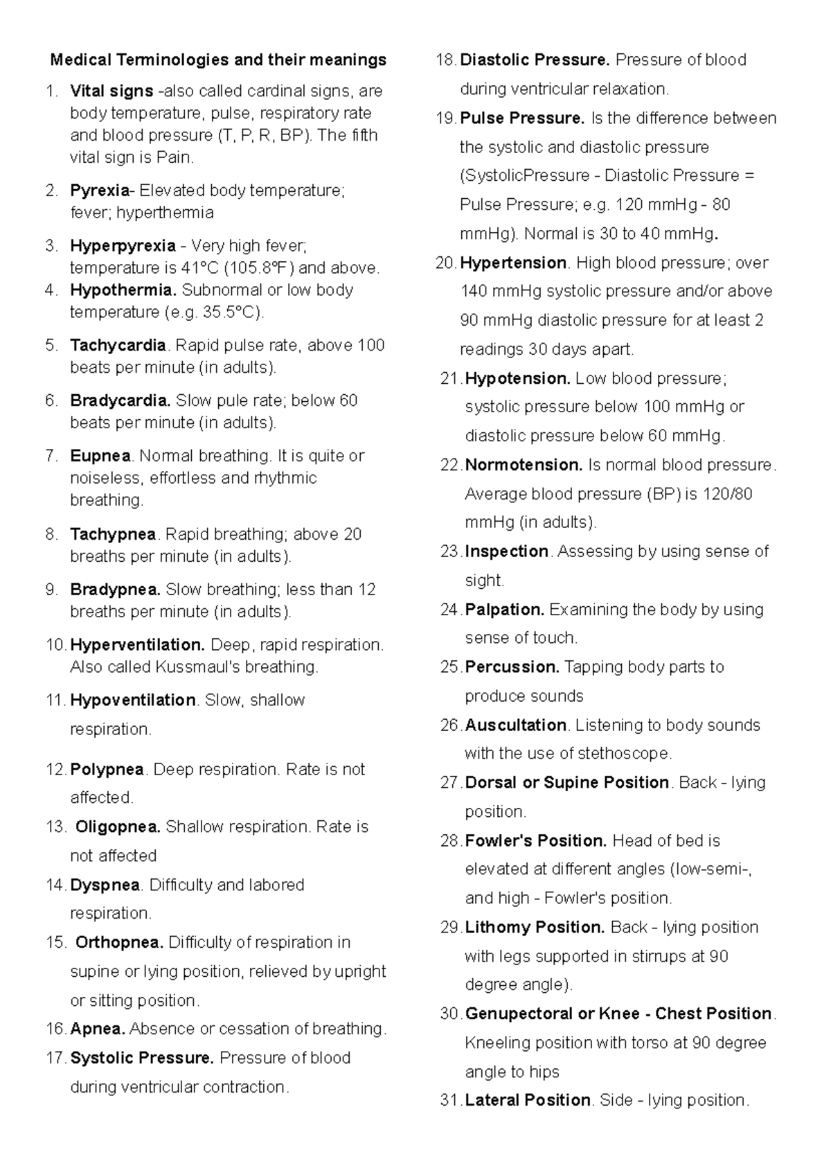 Medical Terminologies: Key Definitions and Concepts (100) - Studocu