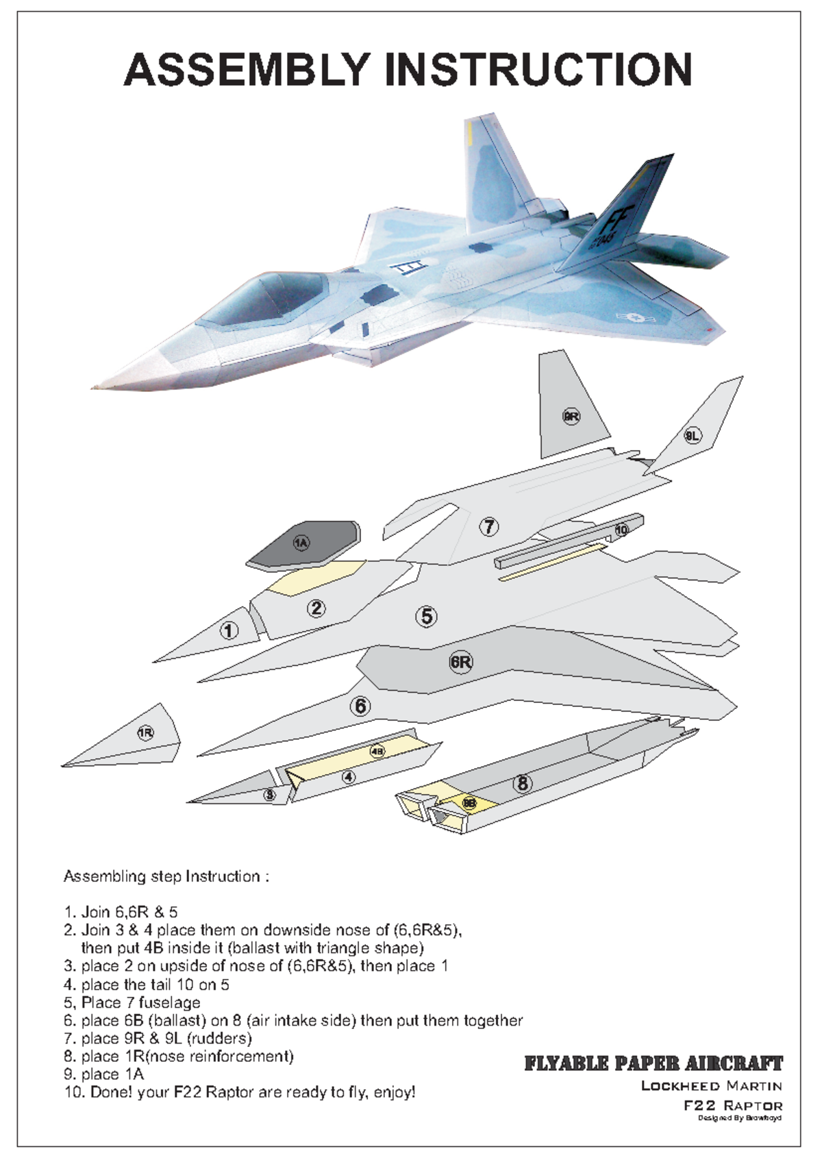 F22 Raptor Assembly Instructions for Paper Model - Studocu
