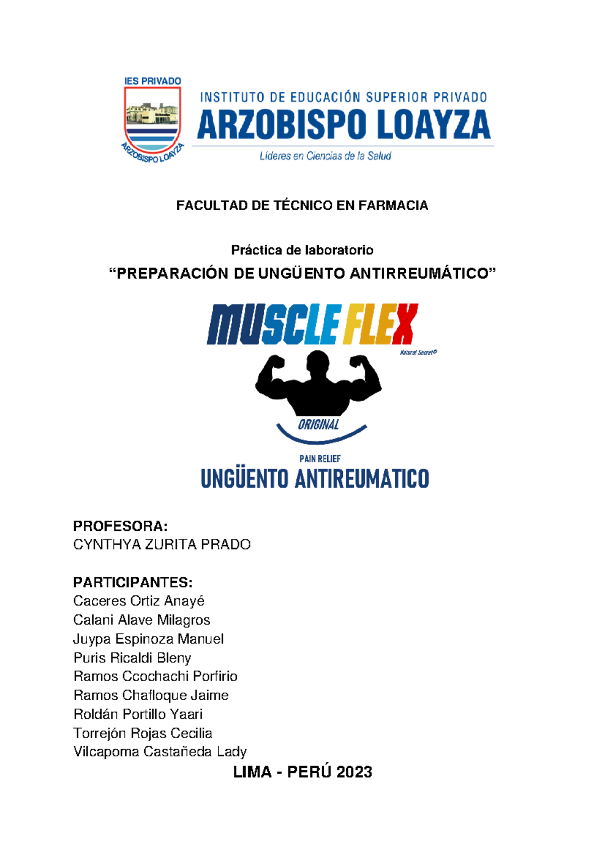 Preparación de Ungüento Antirreumático en Química Farmacéutica - Document Preview