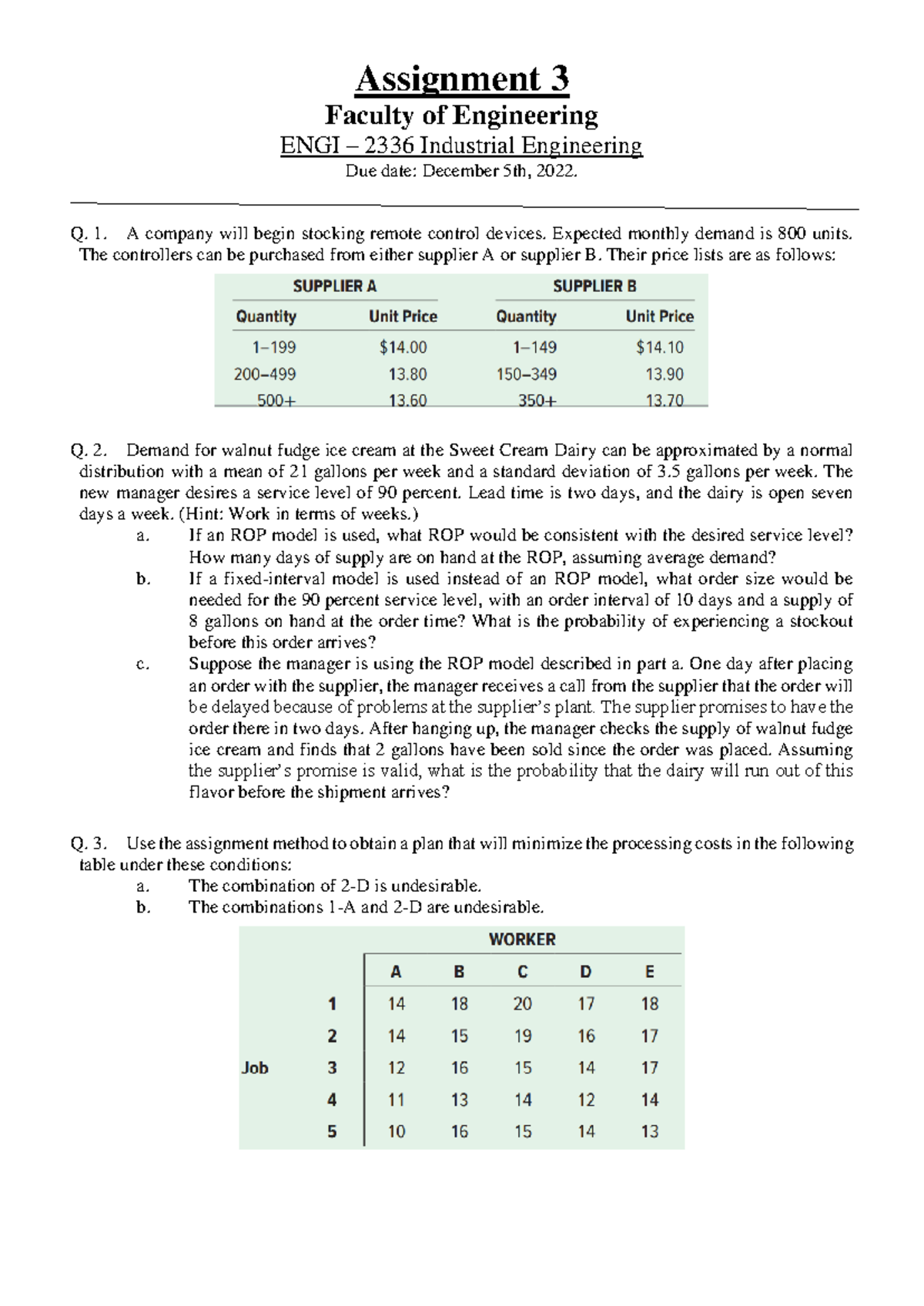 structures and analysis - Assignment 3 Faculty of Engineering ENGI ...